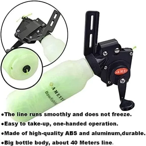 AME Bow Fishing Reel – 40m Line, ABS & Aluminum Alloy Construction for Compound & Recurve Bows