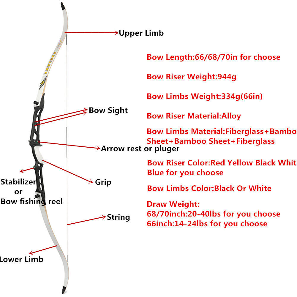 AME  Recurve Bow and Arrows Set 14-40lbs Alloy Riser Archery Hunting Target