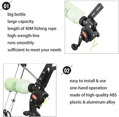 AME Bow Fishing Reel – 40m Line, ABS & Aluminum Alloy Construction for Compound & Recurve Bows