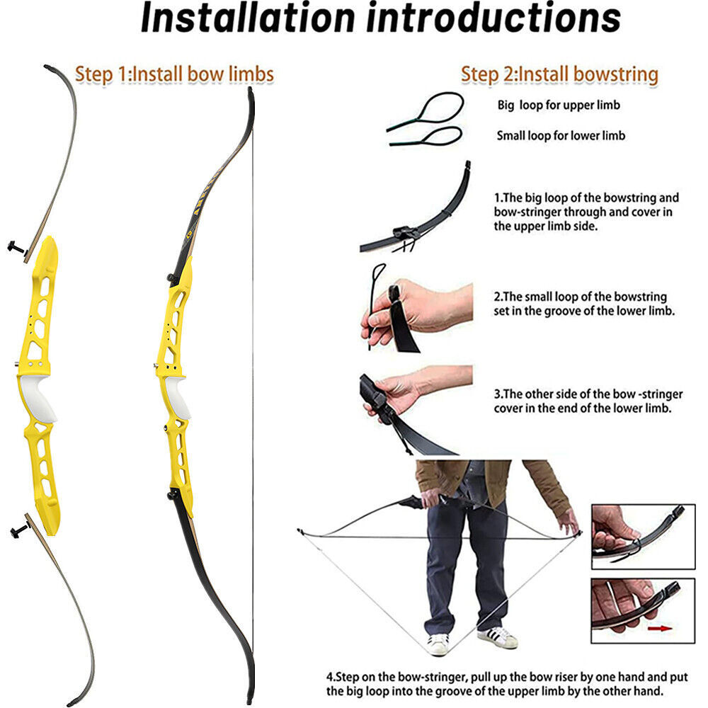 AME  Recurve Bow and Arrows Set 14-40lbs Alloy Riser Archery Hunting Target