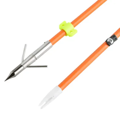 AME ARCHERY Bowfishing Arrows – 32.5" Solid Fiberglass Shaft with Barbed Broadhead (12pcs)
