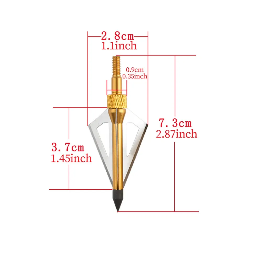 AME ARCHERY Three-Blade Hunting Broadhead Arrow Tips – 100gr (12pcs)