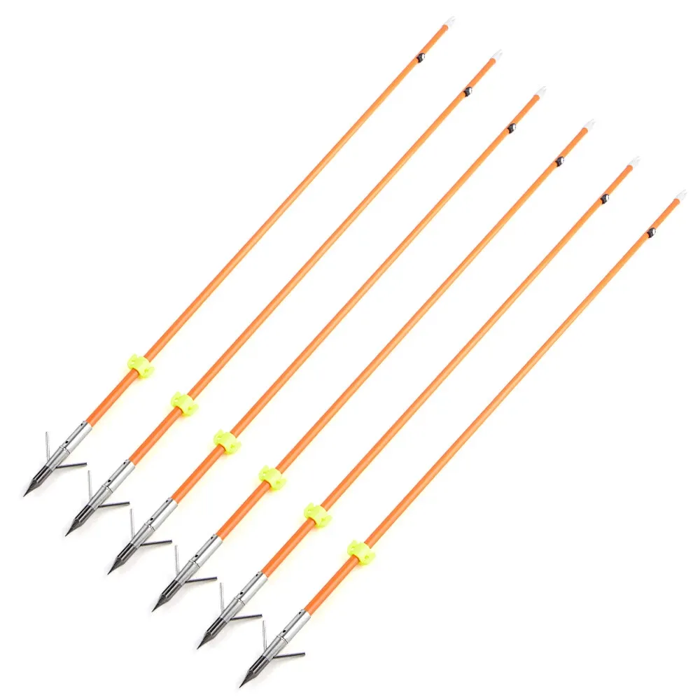 AME ARCHERY Bowfishing Arrows – 32.5" Solid Fiberglass Shaft with Barbed Broadhead (12pcs)