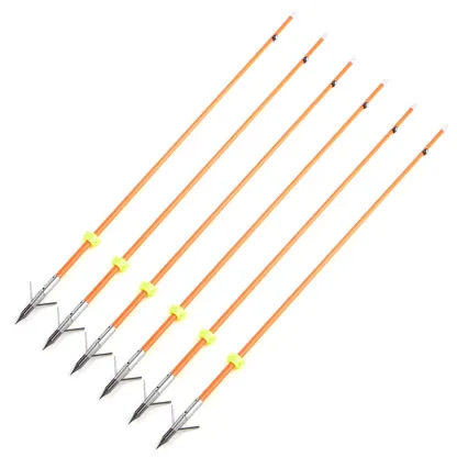 AME ARCHERY Bowfishing Arrows – 32.5" Solid Fiberglass Shaft with Barbed Broadhead (12pcs)