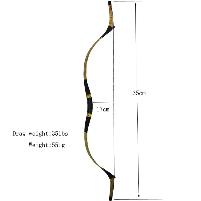 AME ARCHERY Traditional Recurve Bow – 55" Length, 20-100lbs 