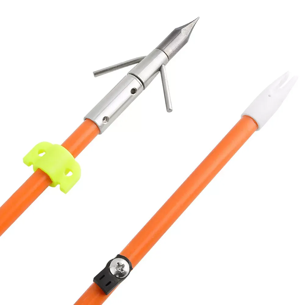 AME ARCHERY Bowfishing Arrows – 32.5" Solid Fiberglass Shaft with Barbed Broadhead (12pcs)