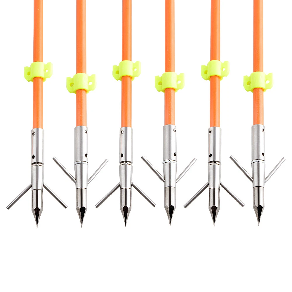 AME ARCHERY Bowfishing Arrows – 32.5" Solid Fiberglass Shaft with Barbed Broadhead (12pcs)