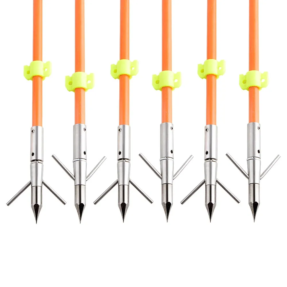 AME ARCHERY Bowfishing Arrows – 32.5" Solid Fiberglass Shaft with Barbed Broadhead (12pcs)
