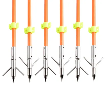 AME ARCHERY Bowfishing Arrows – 32.5" Solid Fiberglass Shaft with Barbed Broadhead (12pcs)