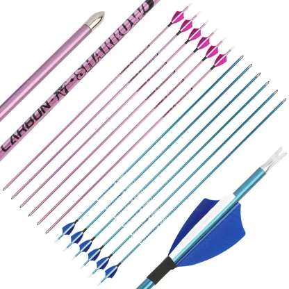 AME ARCHERY Pure Carbon Arrows with 2" Natural Feathers – 12pcs 