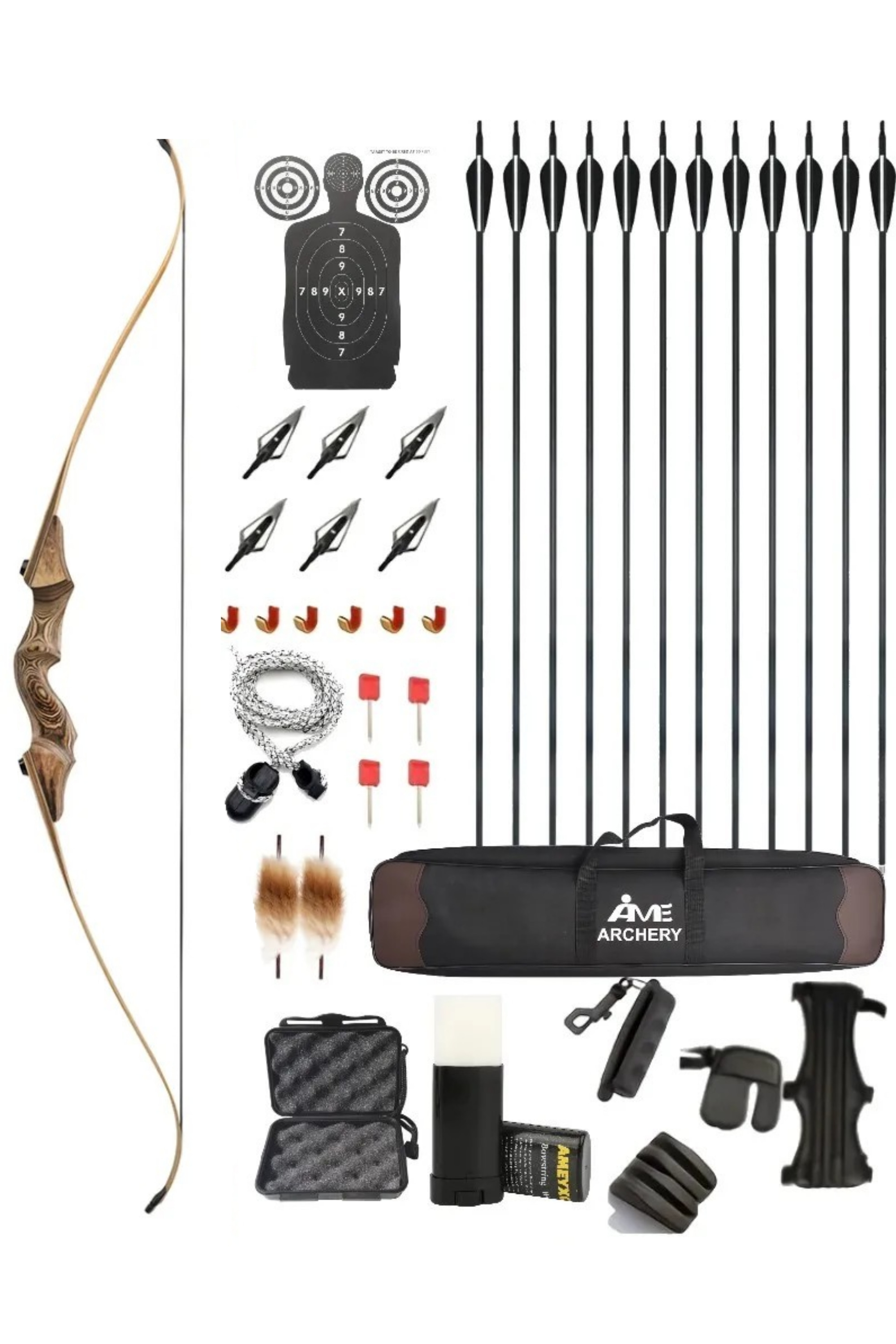 Black Hunter 60 Inch RH Recurve Bow60Lbs Hunting Bow Set