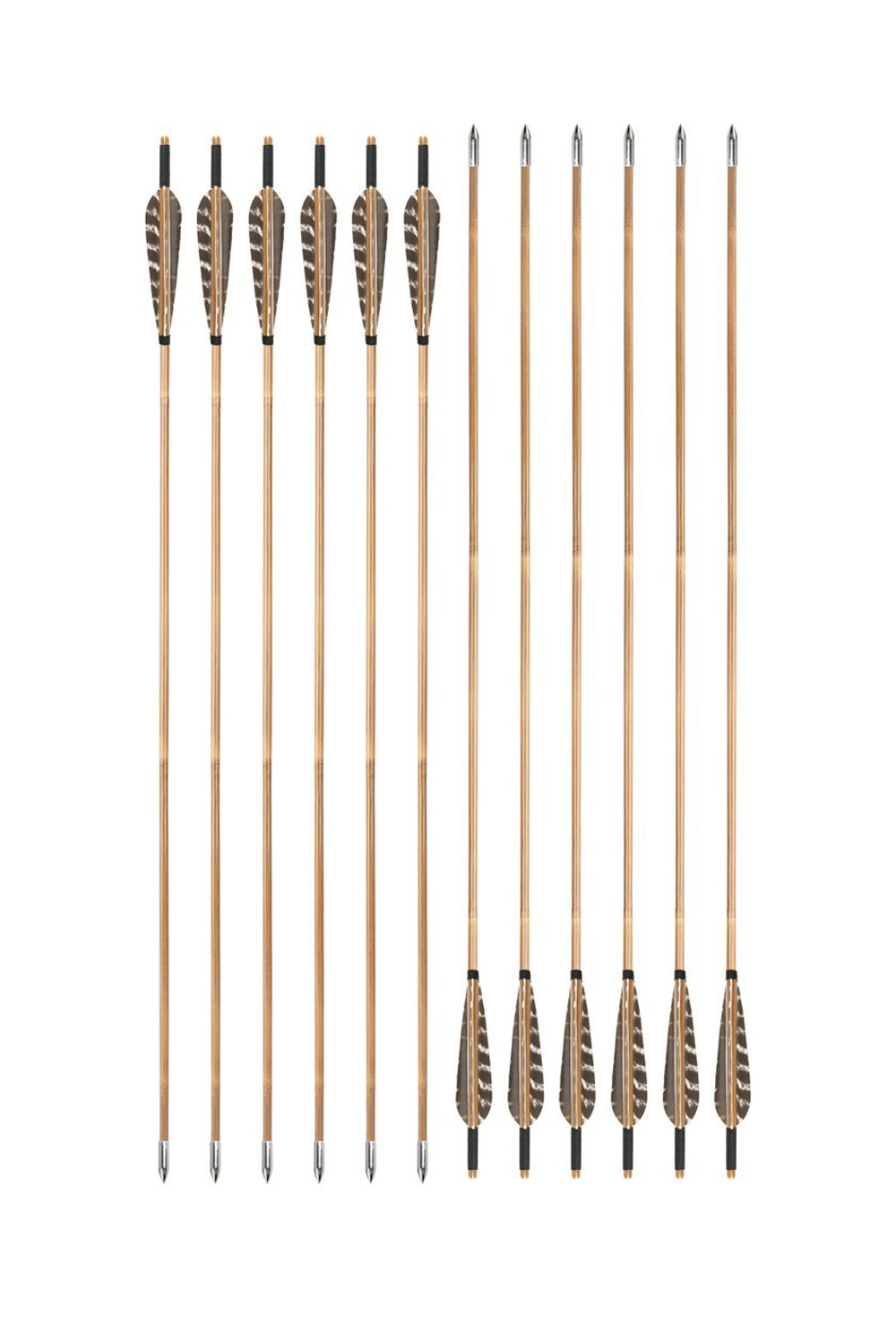 12X 33" Bamboo Arrows 5" Feather Handmade Archery Longbow Recurve Bow