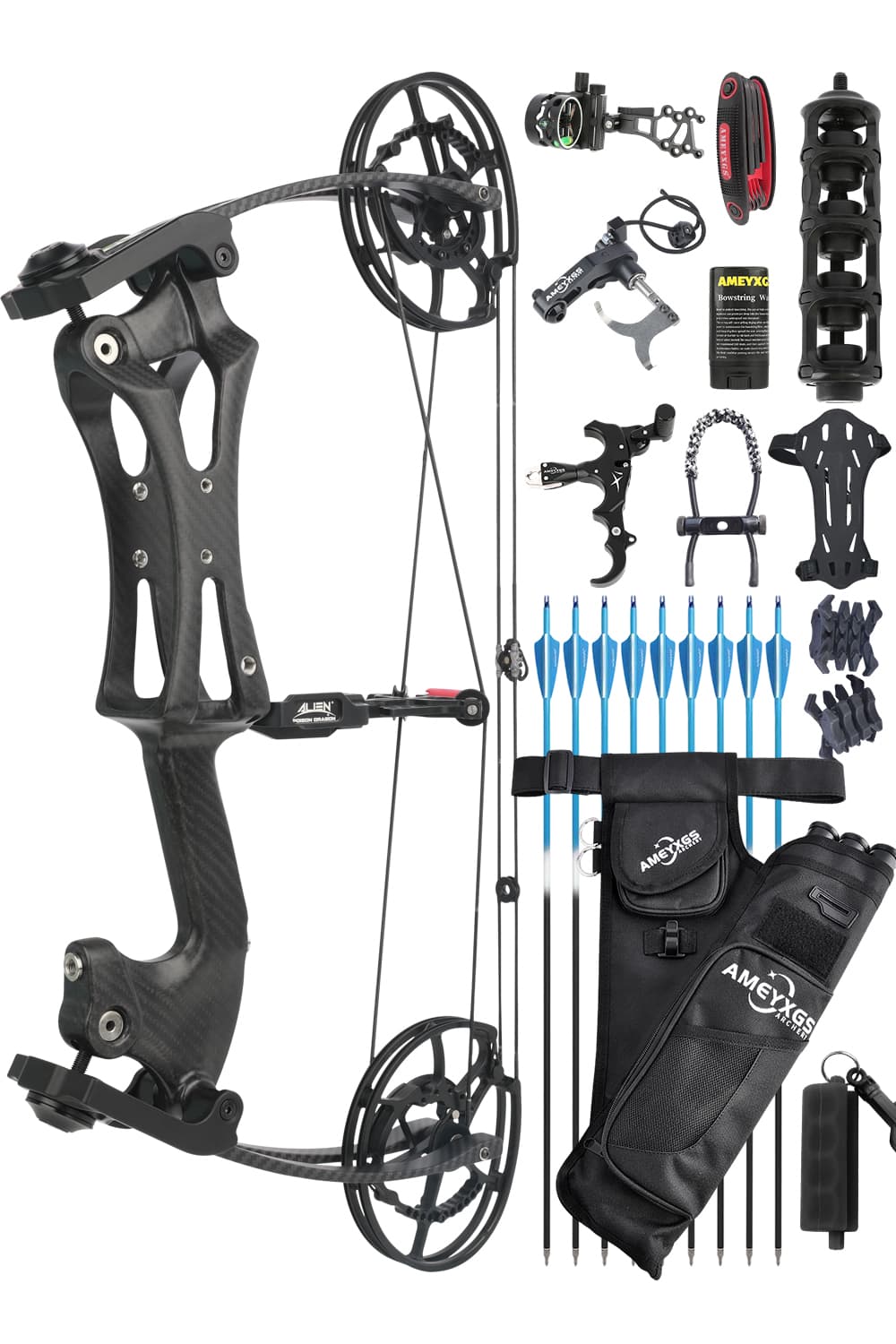 Alien 30-70Lbs Carbon Compound Dual-Purpose Steel Ball Compound Bow Set-Lokearchery