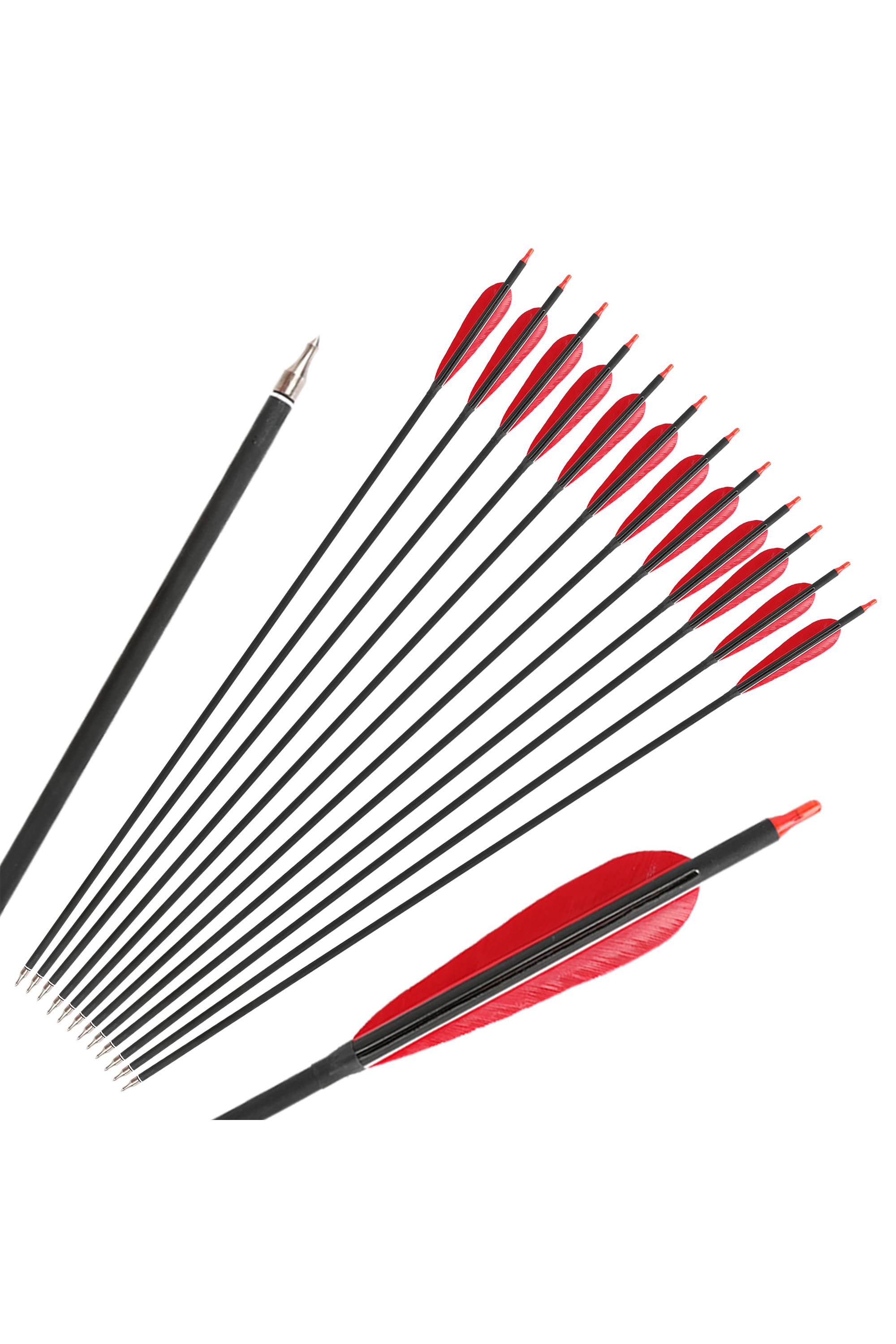 12pcs 5" Real Feather Carbon Arrows 85cm Shaft Spine 500