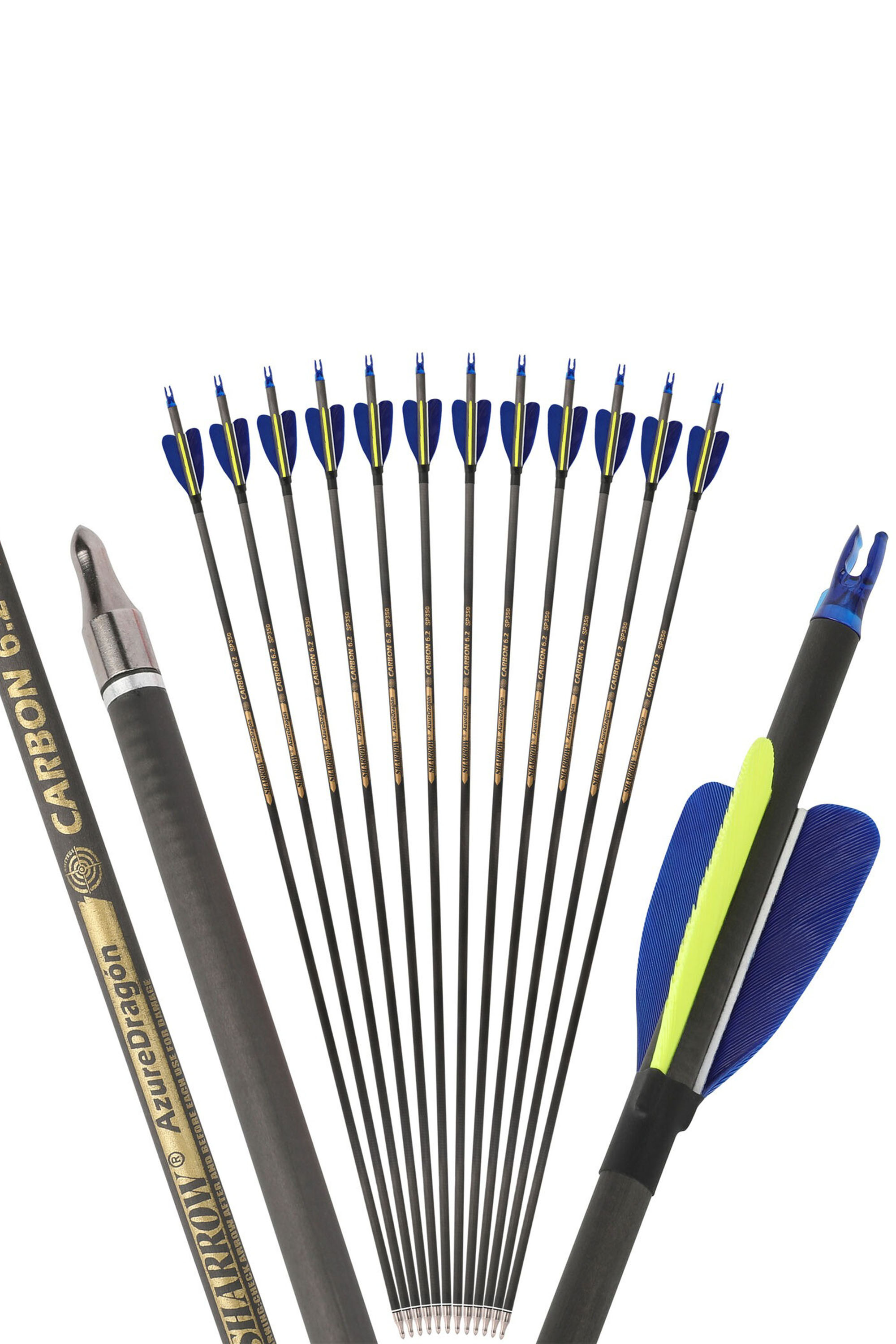 12X Hunting Fletched Arrows Pure Carbon Feather Spine 300-600