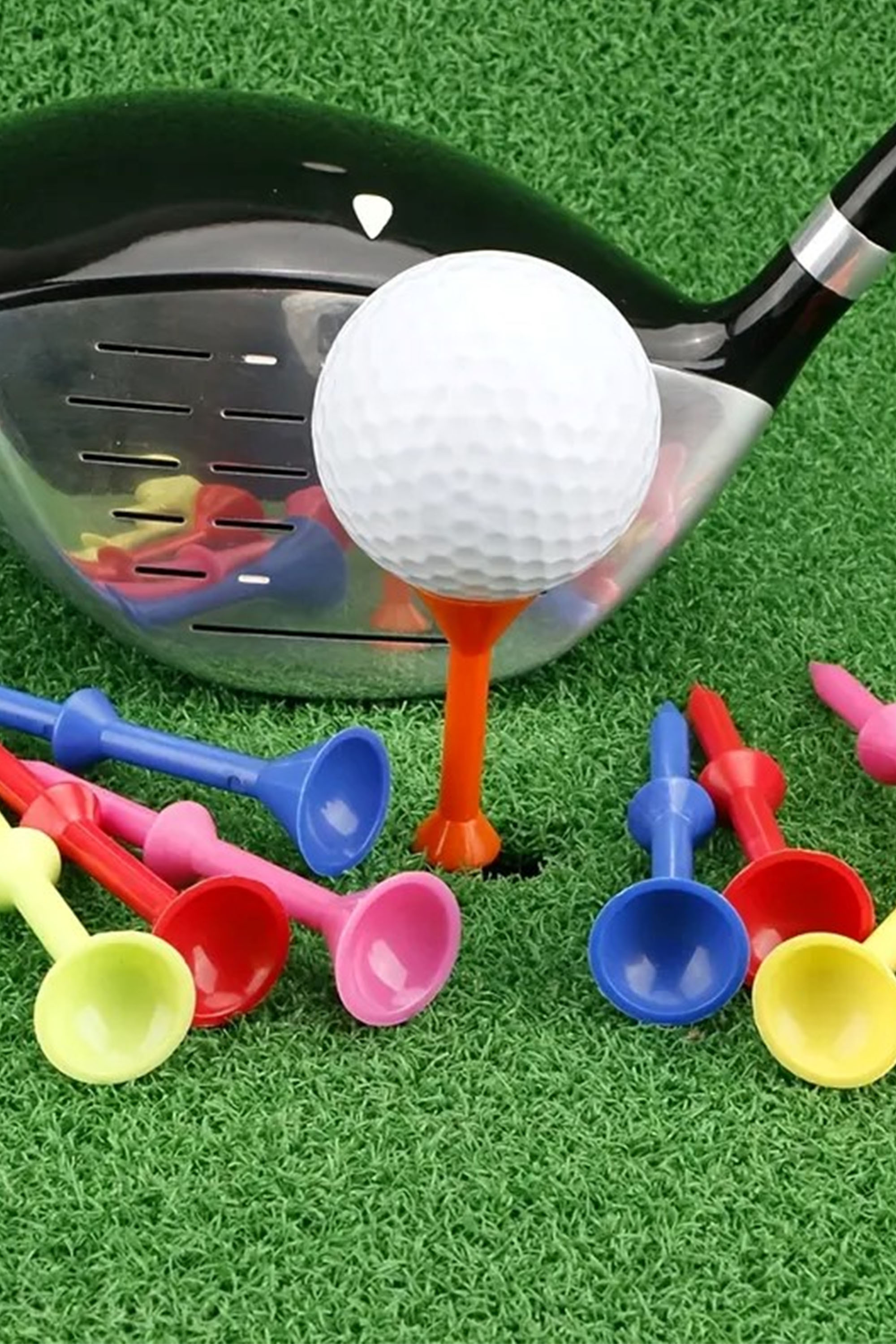 83mm Mixed Color Golf Tees, 50-Piece Durable Rubber Blend Set