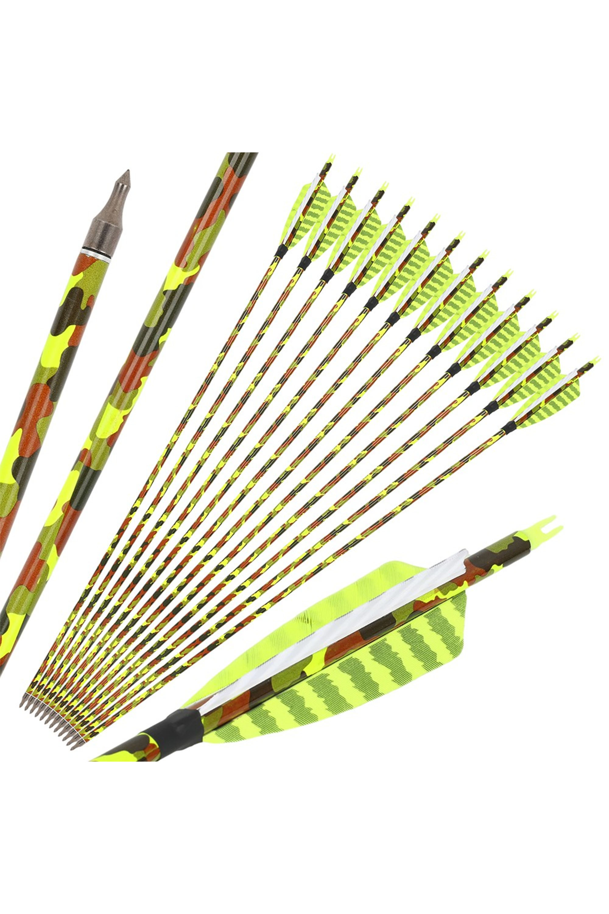 Carbon Archery Arrows with 4" Turkey Feathers 12-Pack Hunting