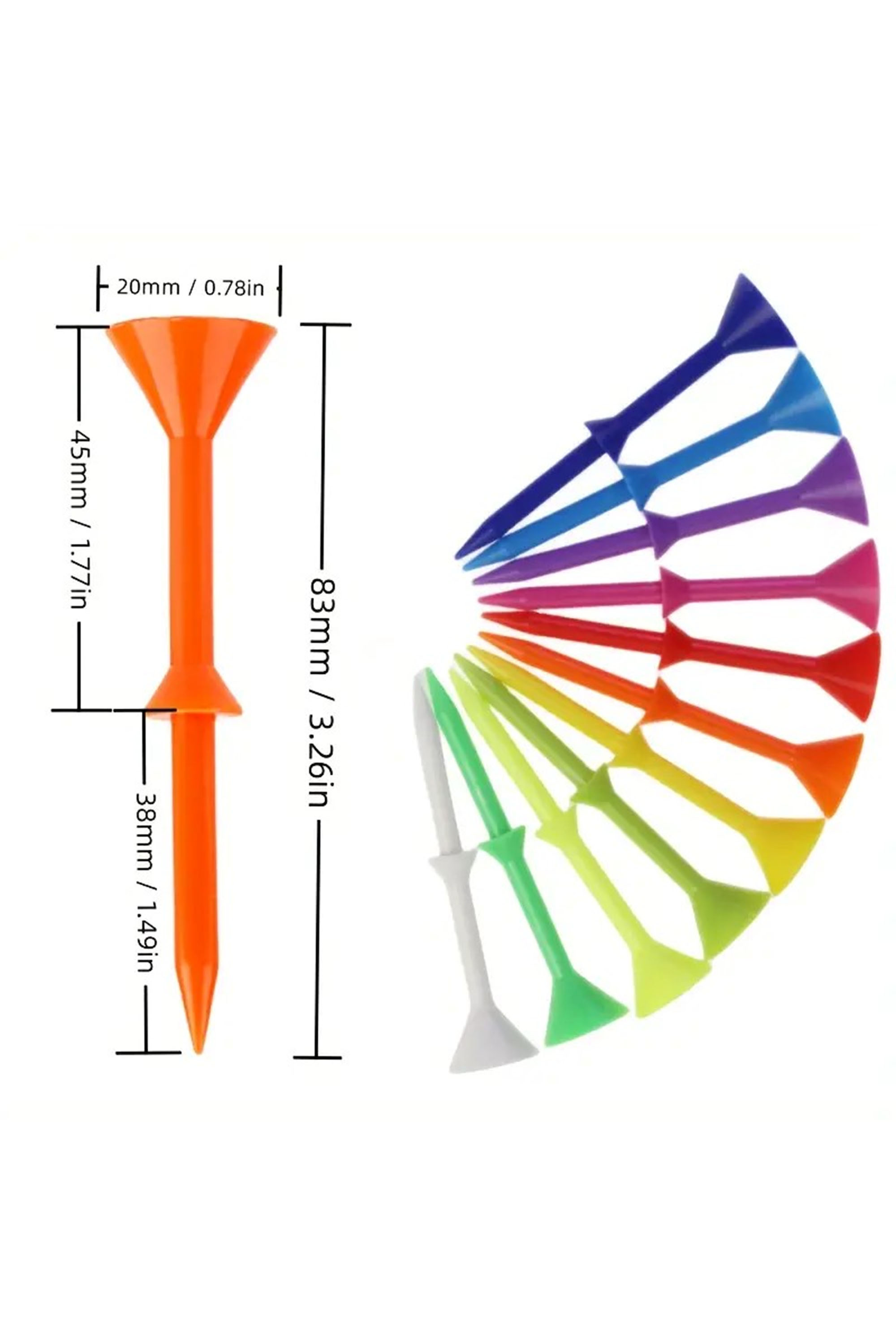 83mm Mixed Color Golf Tees, 50-Piece Durable Rubber Blend Set