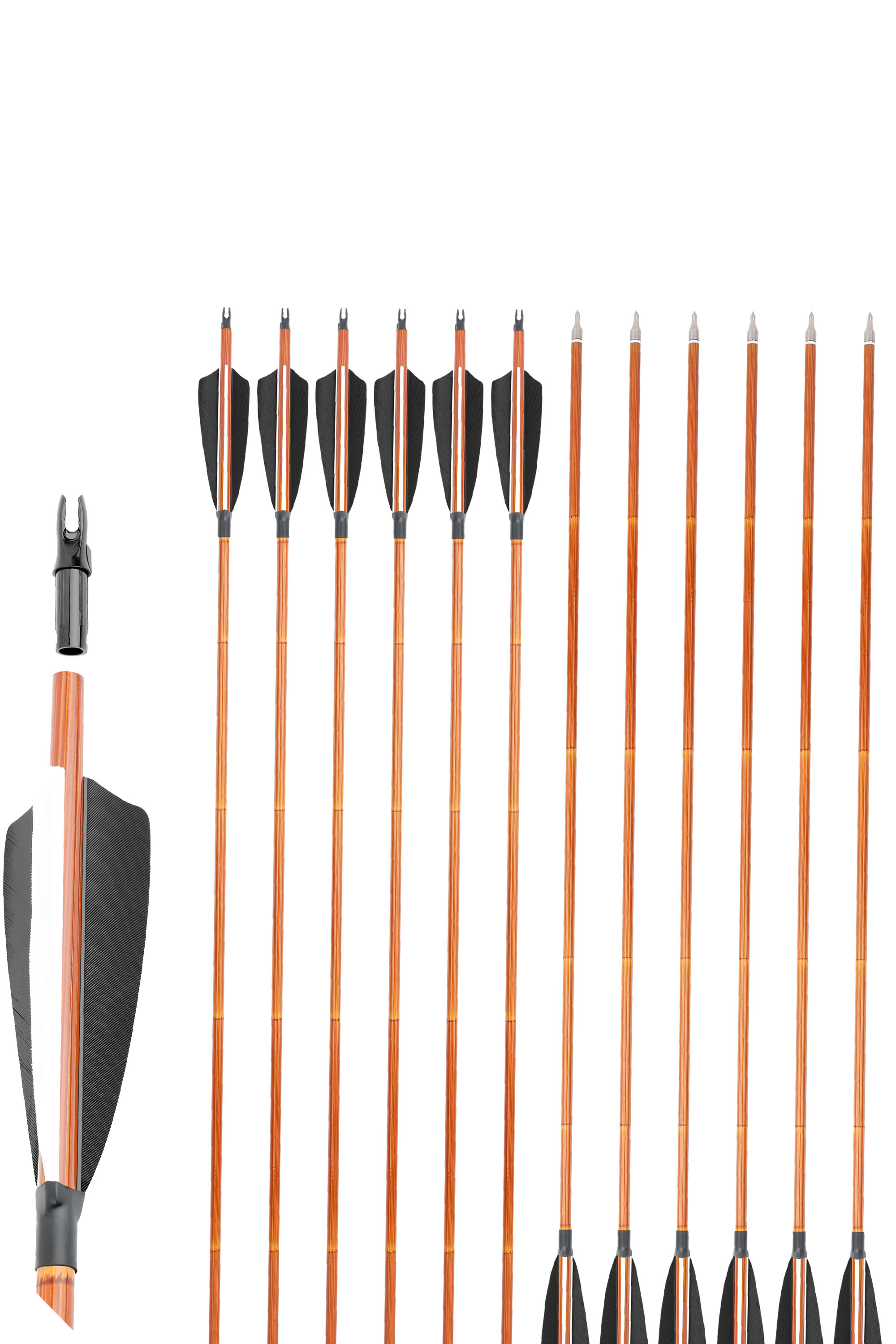 SHARROW Custom Carbon Arrows – 31.6" Total Length, 4" Shield Turkey Feather