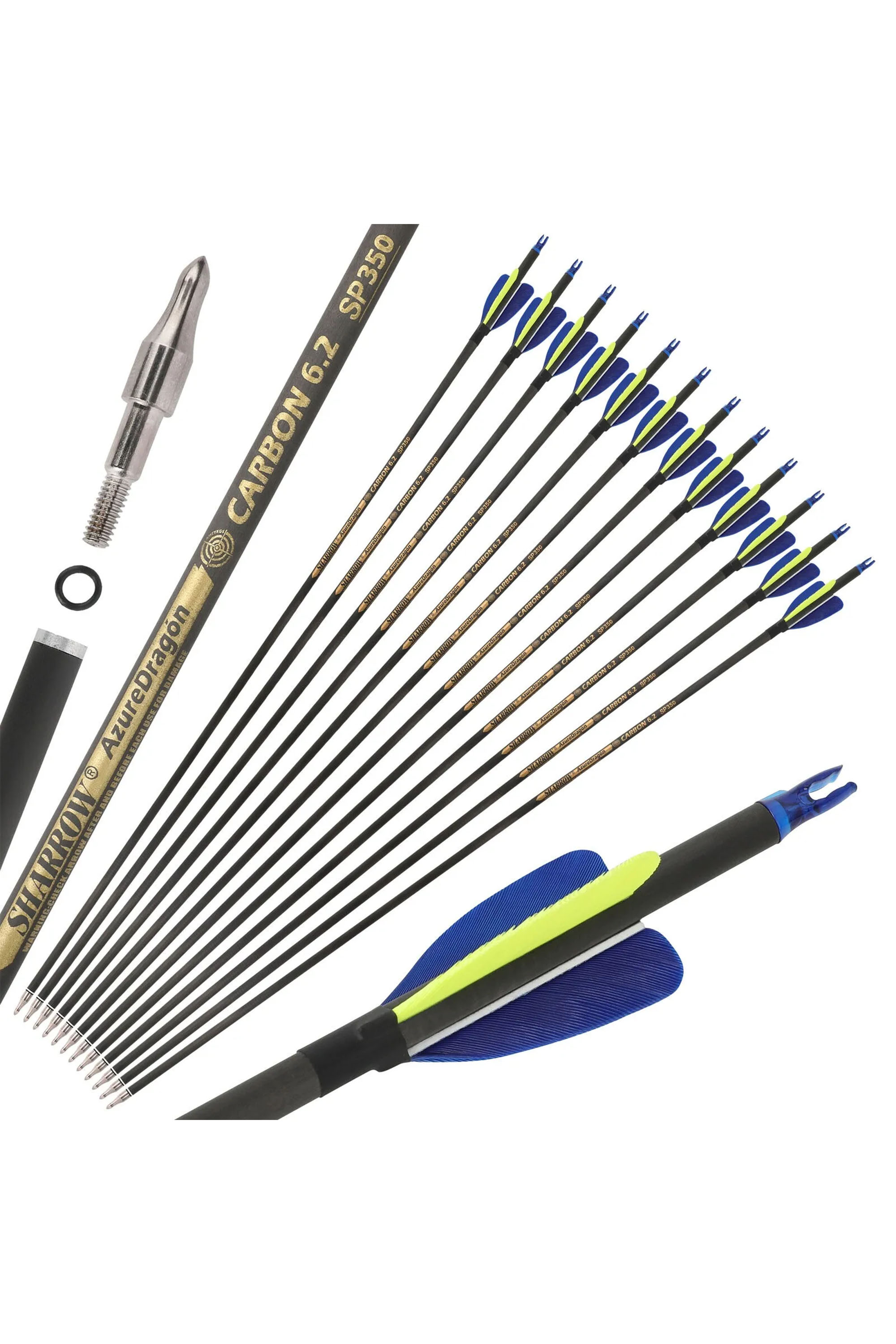 12X Hunting Fletched Arrows Pure Carbon Feather Spine 300-600