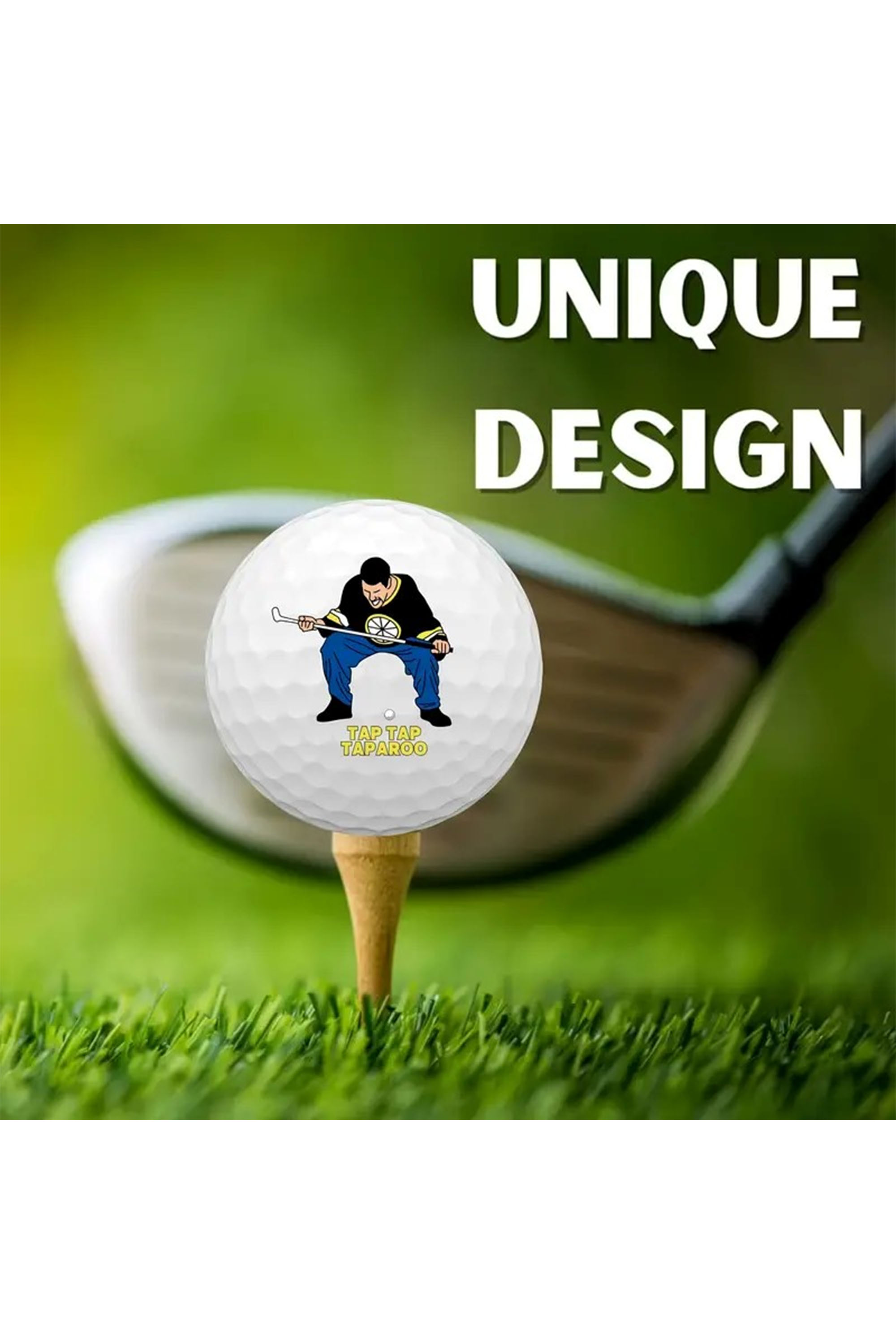 4-Pack Funny Pattern Golf Balls, Novelty Gift for Dad and Boyfriend