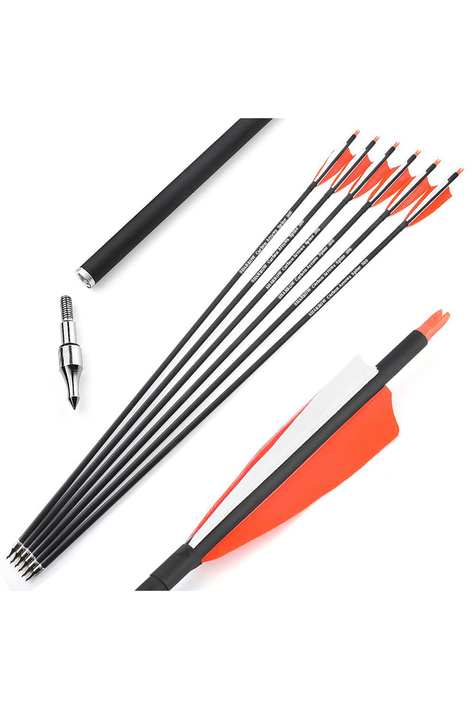 12x 30" Carbon Arrows Natural Feathers SP500 Archery Hunting