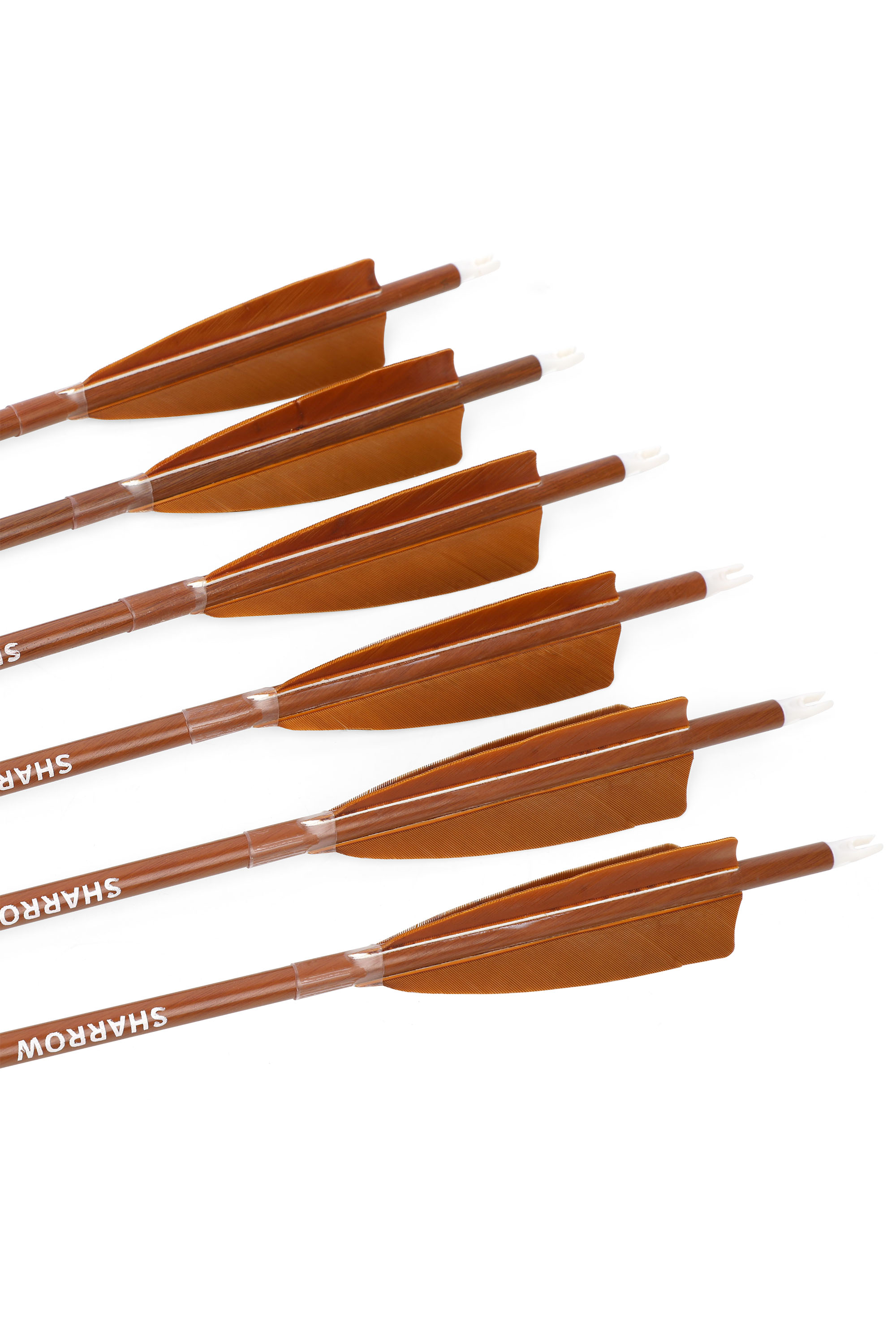 Mixed Carbon Arrows, SP500/600, 4" Brown Shield Feathers, 12-Pack