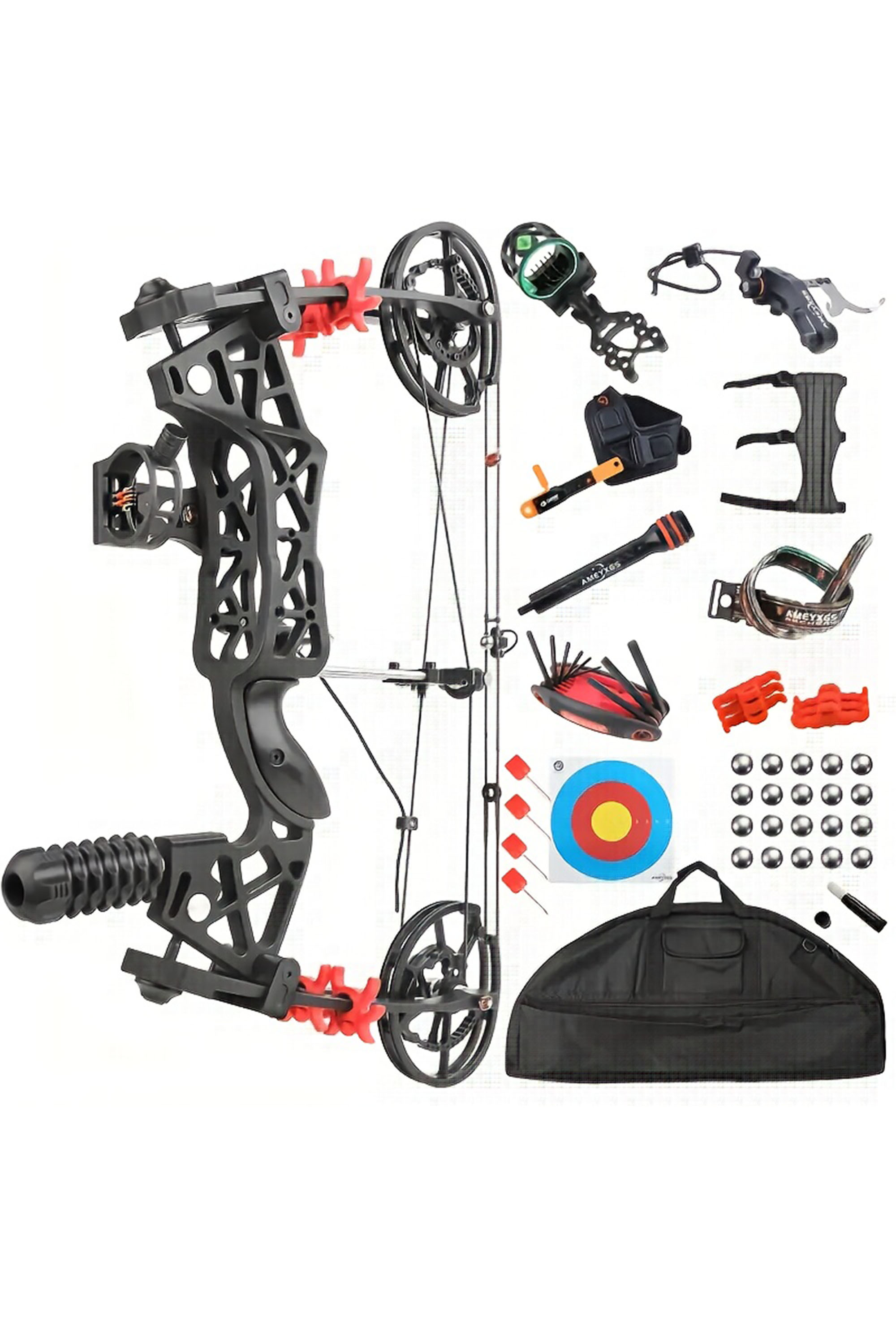 Night Hawk Dual-Use Compound Bow, 40–65 lbs, Black Ambidextrous Build