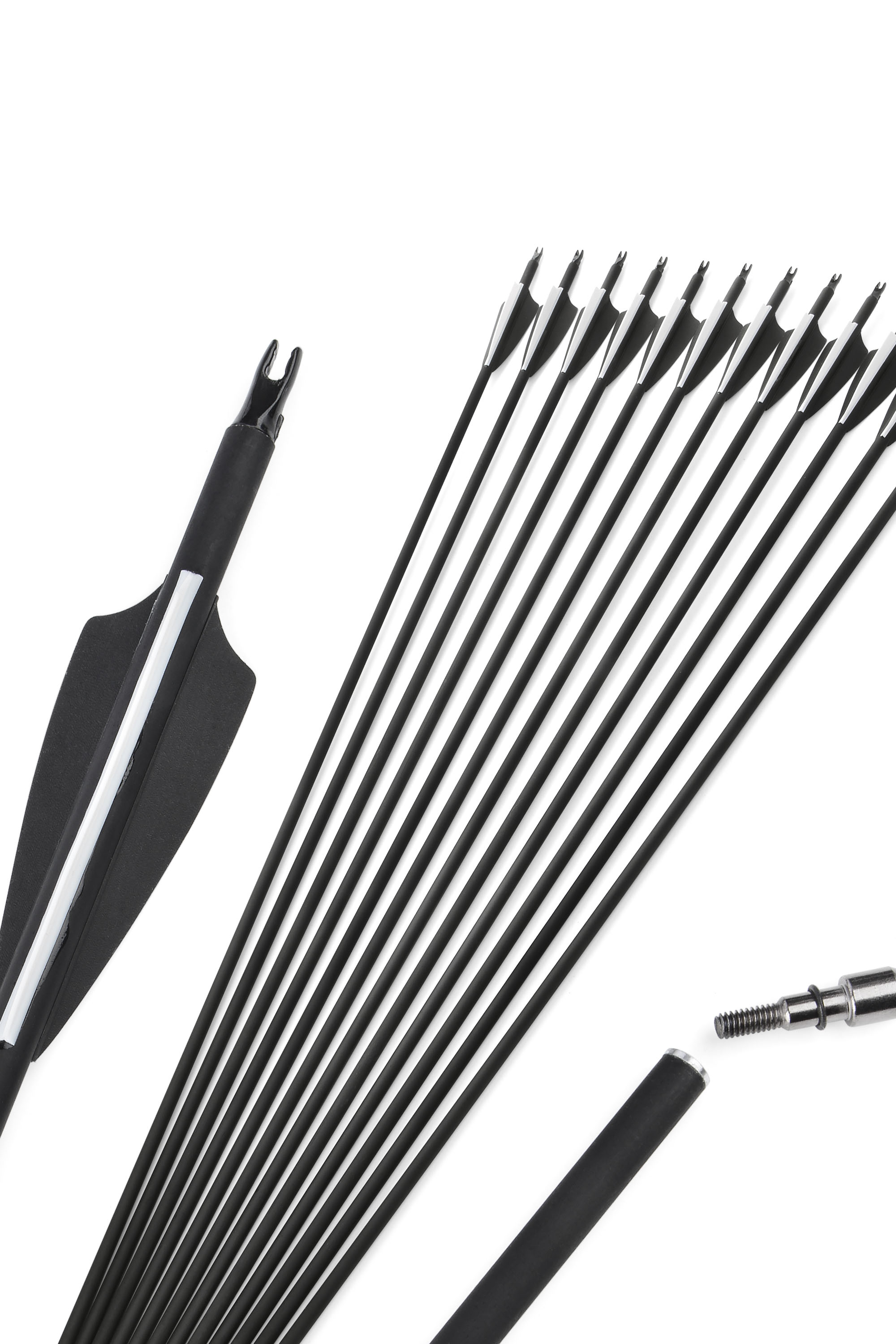 12pcs Archery Mixed Carbon Arrows – 500 Spine 3" Rubber Vanes