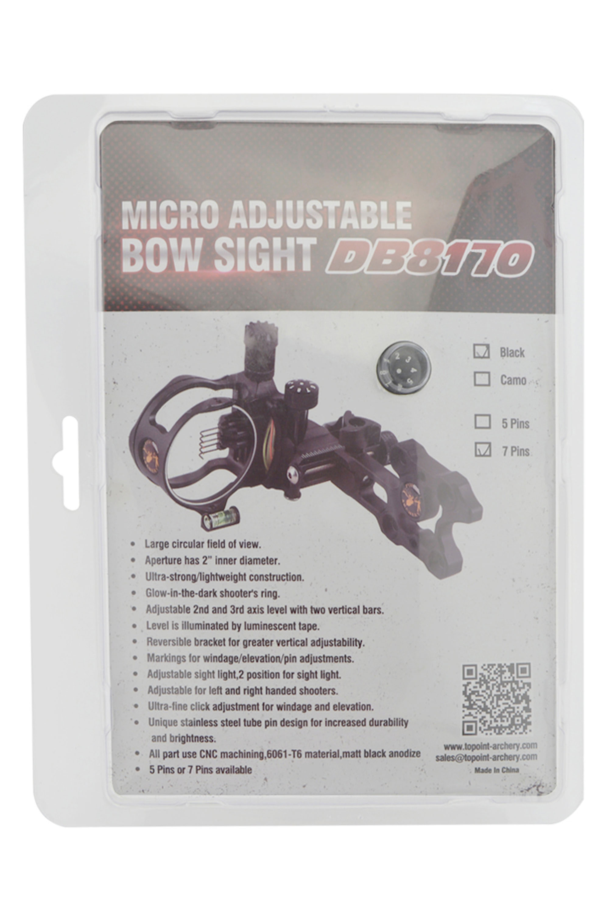 TOPOINT DB8170 7-Pin Sight - Aluminum Alloy, Adjustable