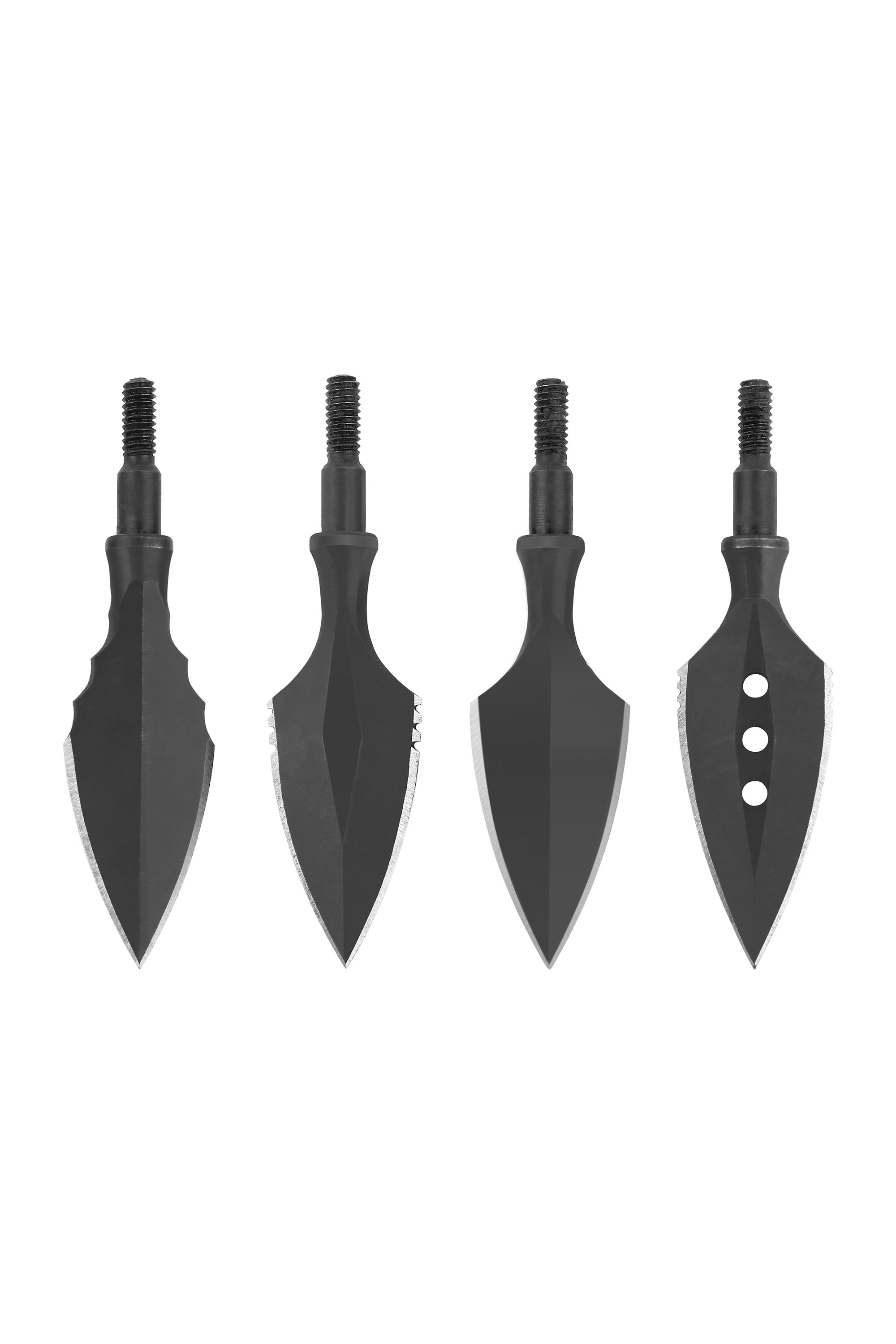 High Carbon Steel Arrowheads – 180-200 Grain, Universal Thread, 4 Styles, Pack of 12