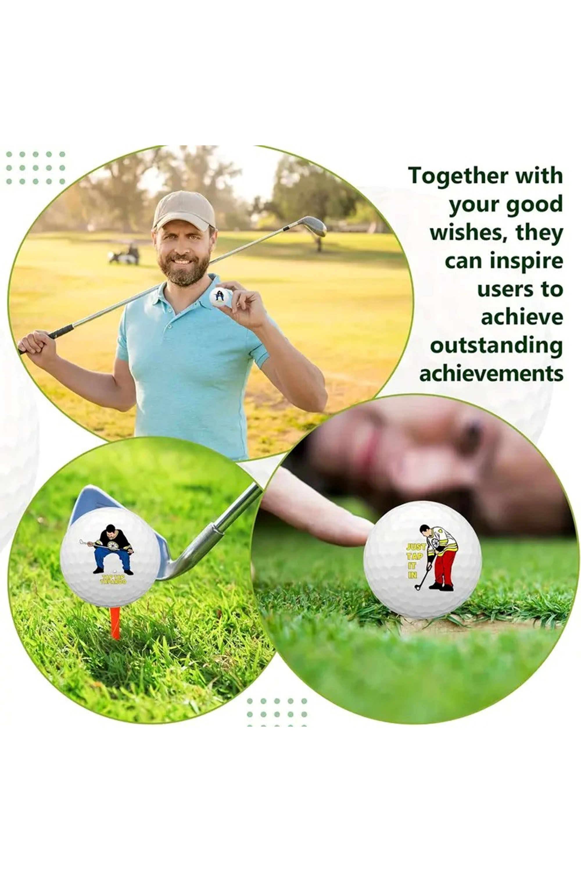 4-Pack Funny Pattern Golf Balls, Novelty Gift for Dad and Boyfriend