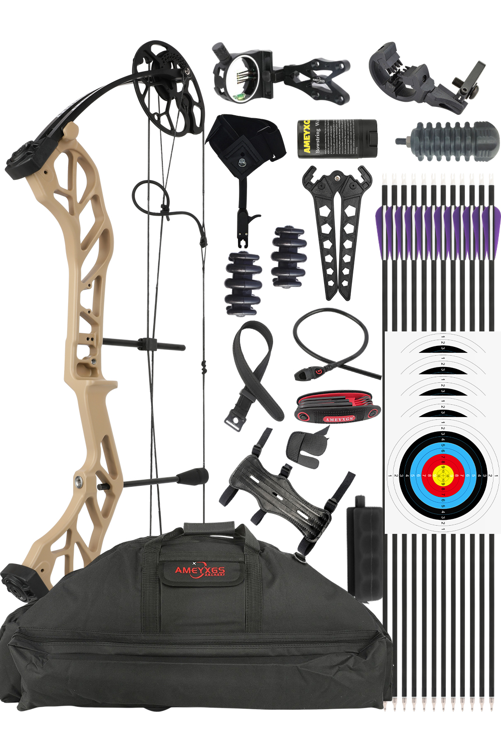 Ameyxgs E8 19-70Lbs Adjustable CNC Hunting Compound Bow Set