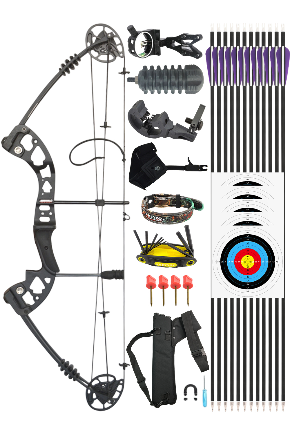 Junxing M131 30-55Lbs Adjustable Hunting Compound Bow Set