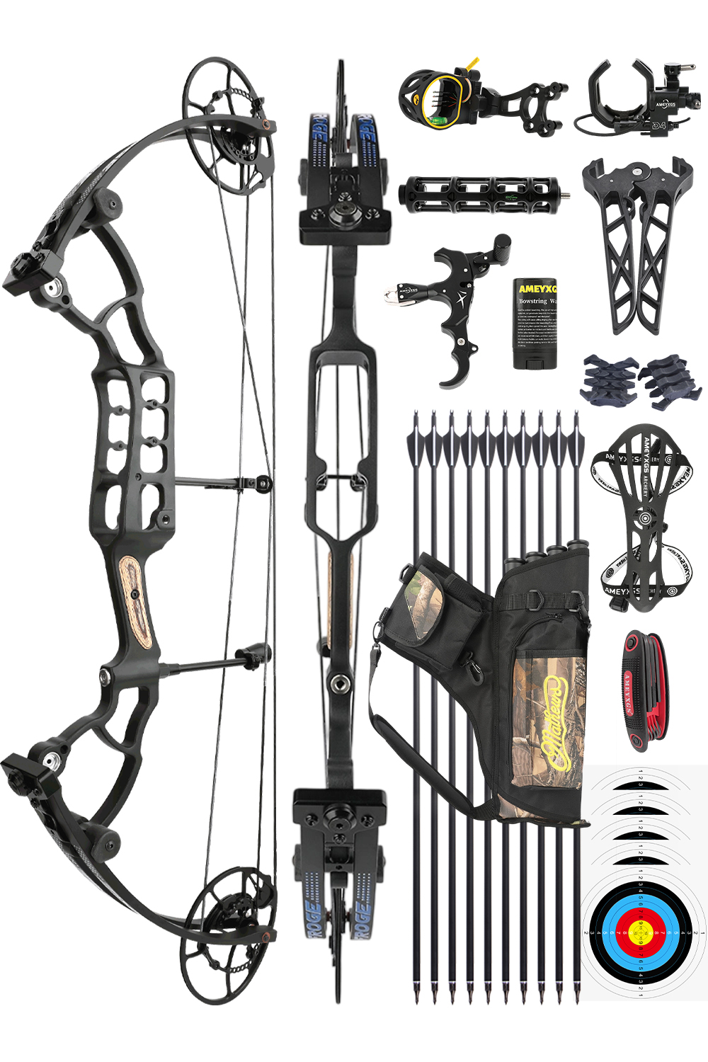 Toulu 45-70Lbs CNC Aluminum Hunting Compound Bow Set RH LH 