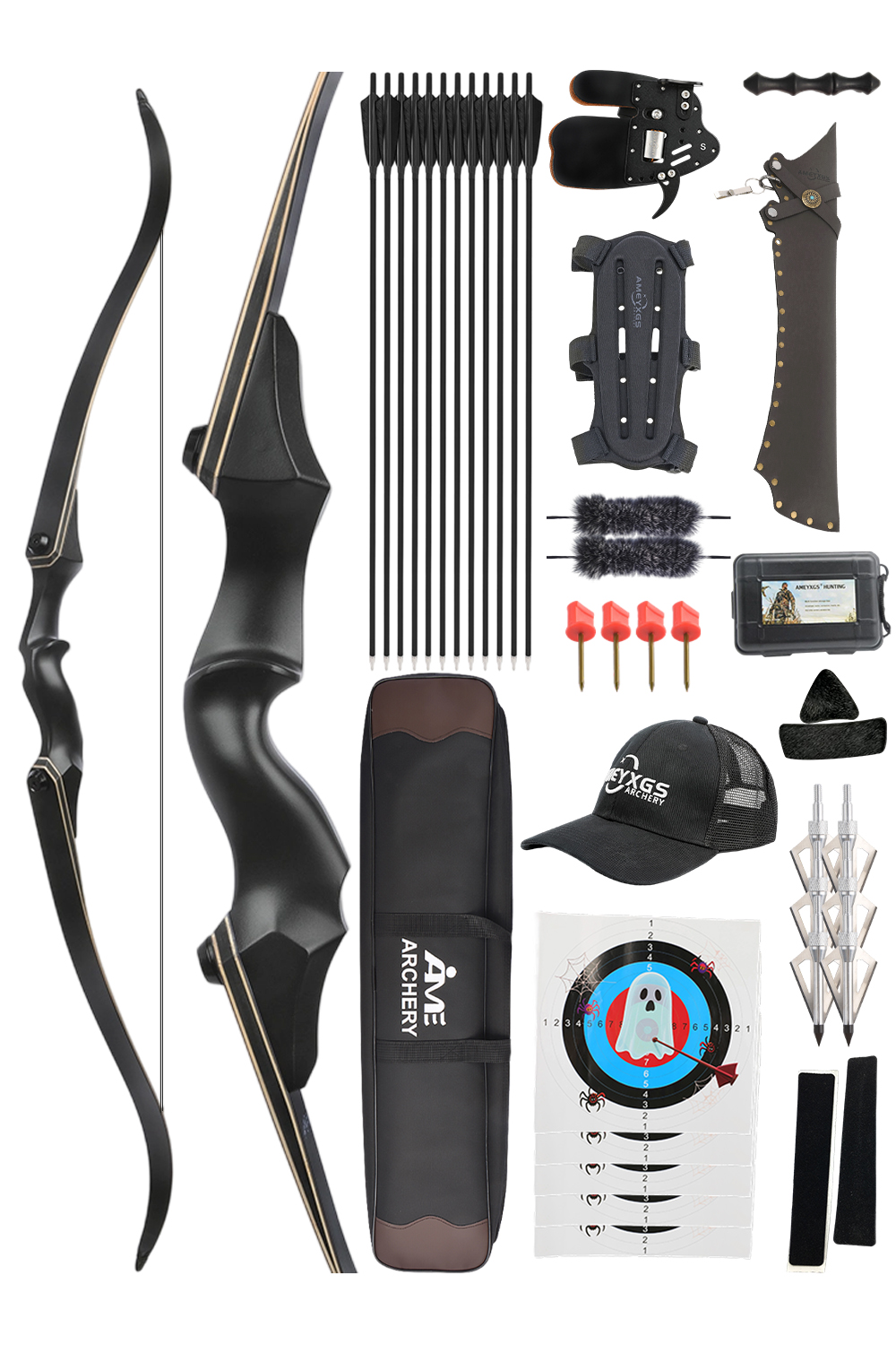 Recurve Bow Junxing F171A 25-65Lbs ILF Takedown Recurve Bow for