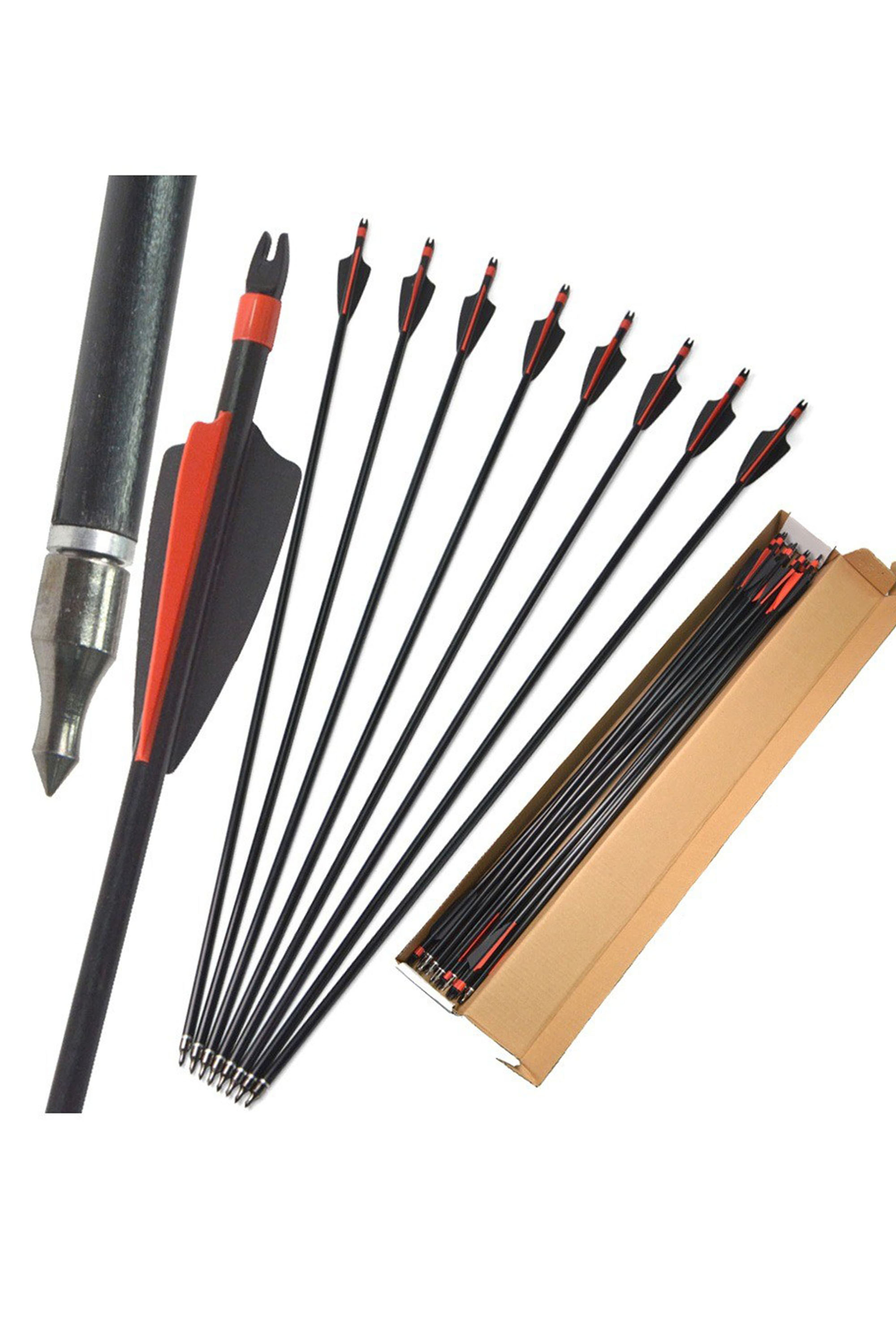 12X Spine500 Carbon Arrows 30" Arrow Shaft Compound Recurve Shooting