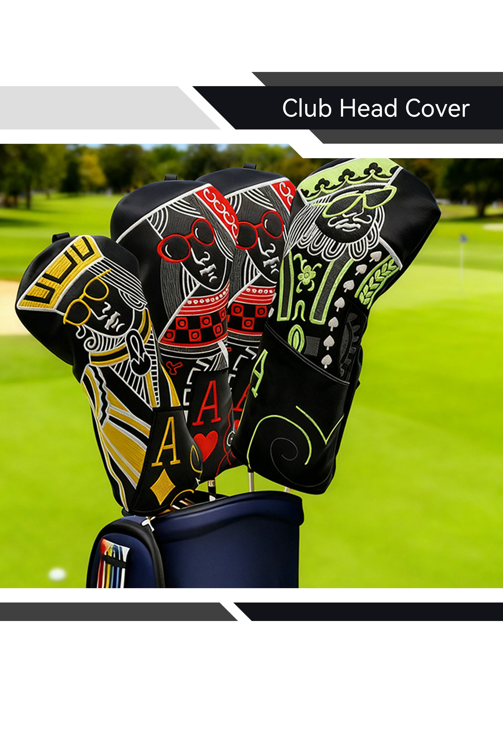 Golf Club Head Covers PU Fabric Hybrid Driver Fairway Wood Putter