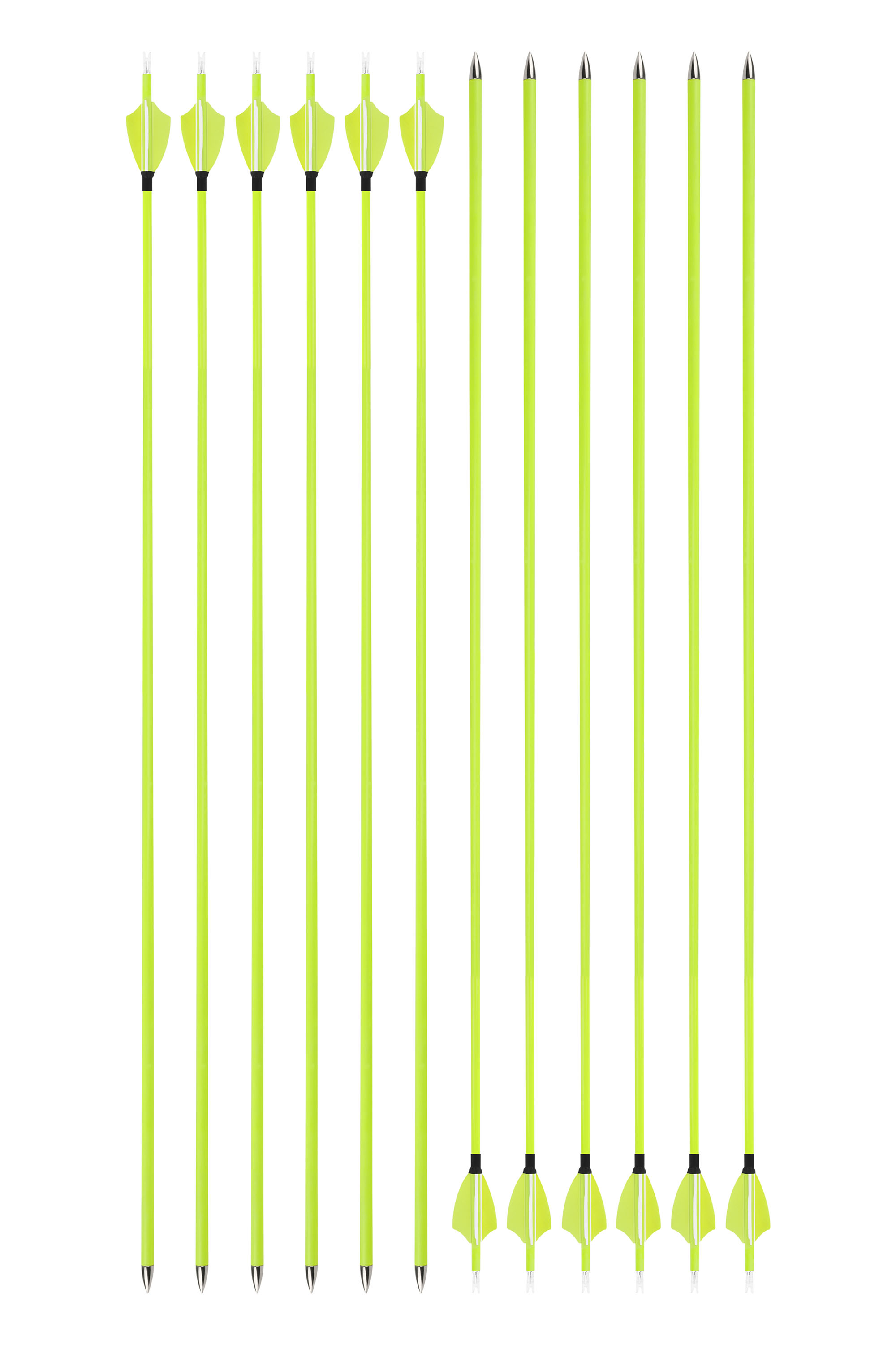 1500 Spine Mixed Carbon Arrows – 30" Length, Yellow Fletching