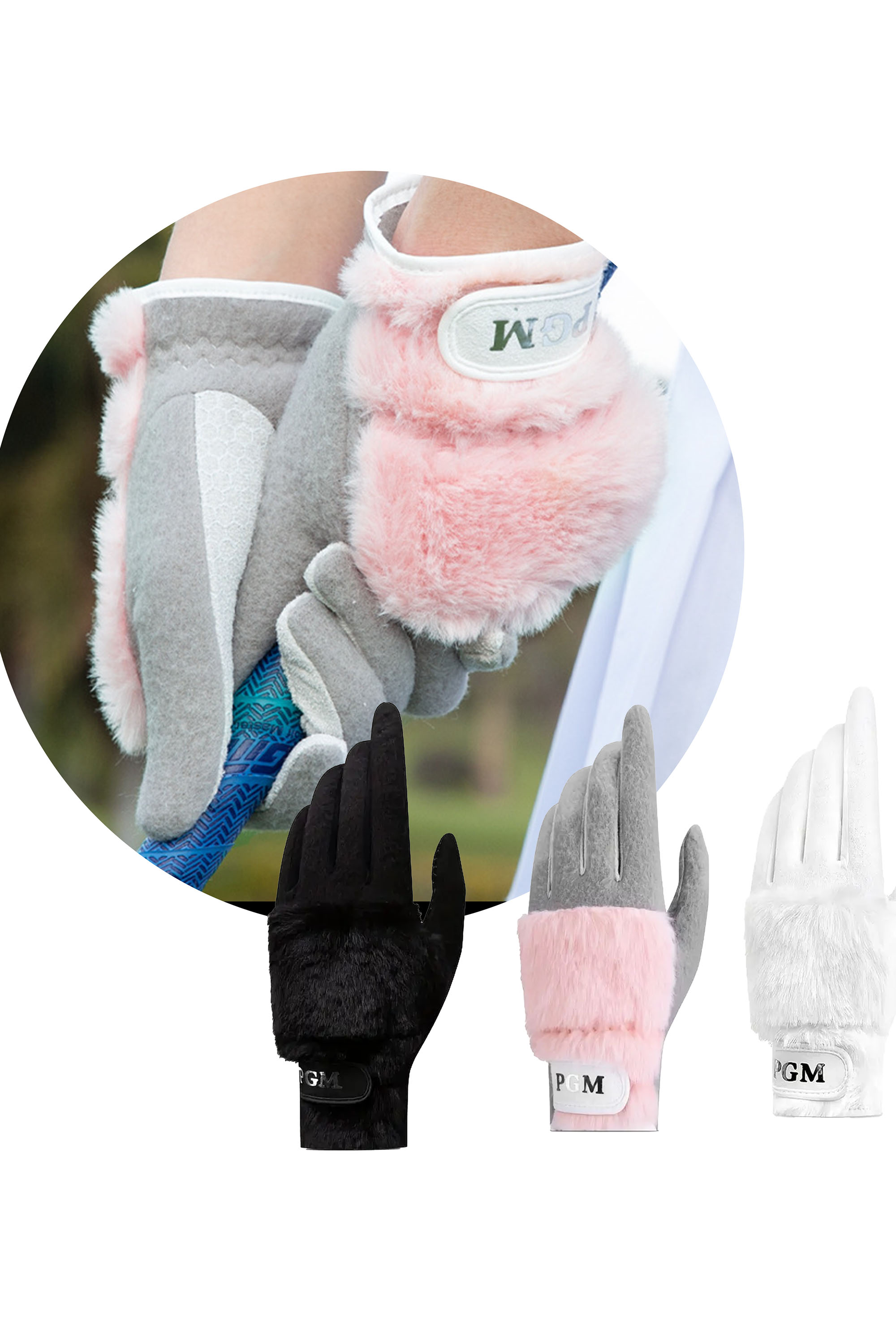 Golf Gloves Imitation Rabbit Fur Plush Thickened Non-Slip Women