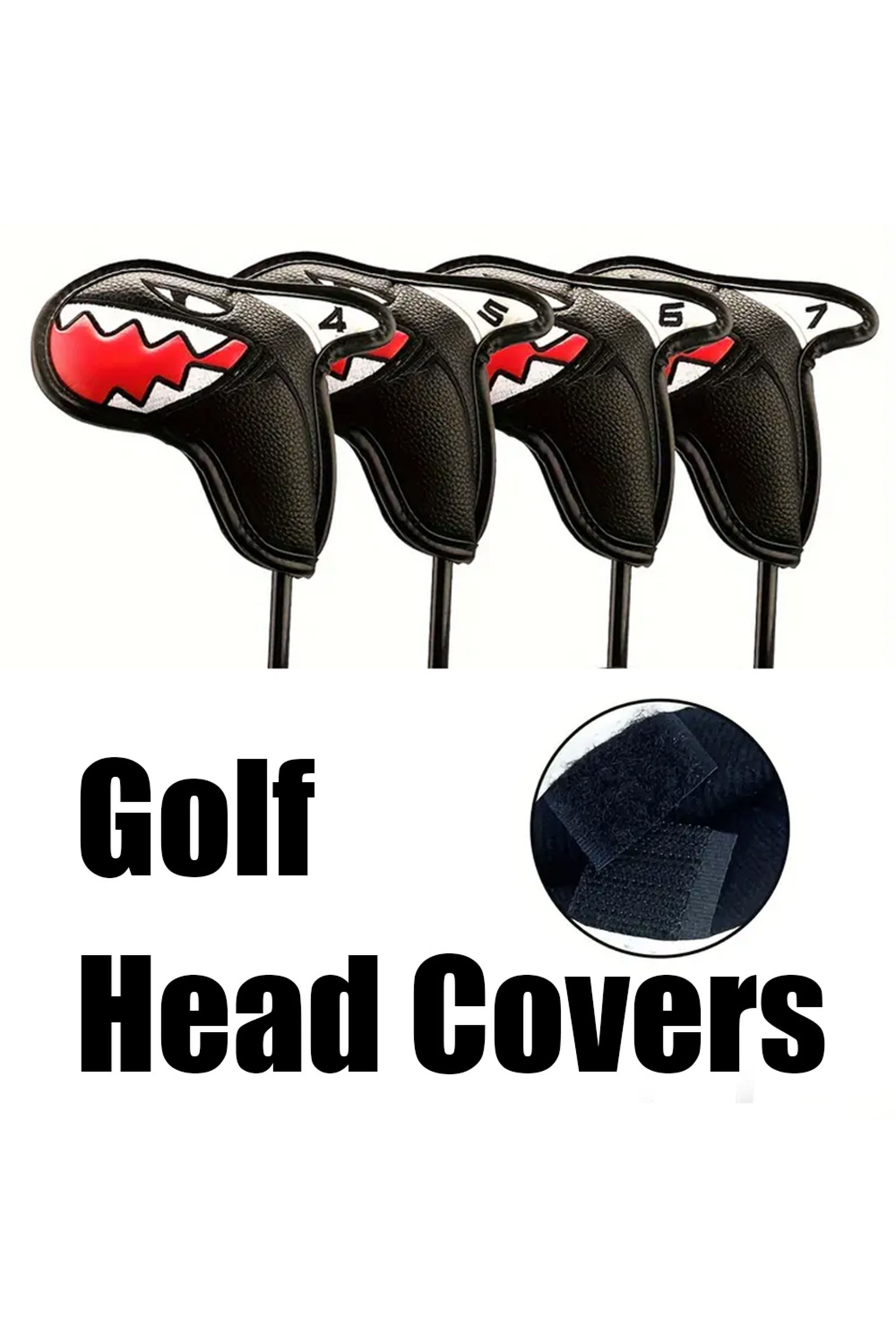 Golf Iron Head Covers Shark Design Waterproof PU Leather Protective 