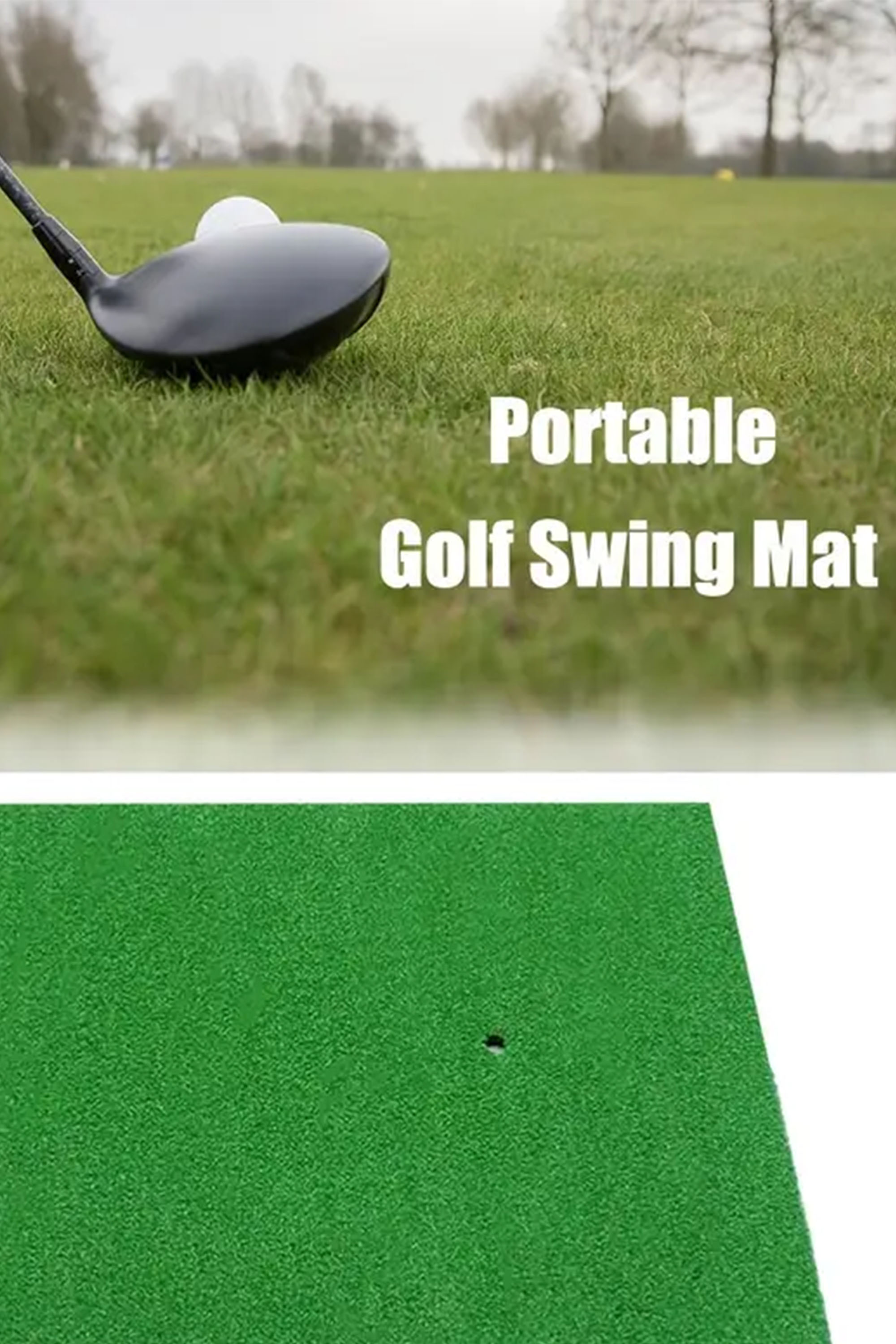 Golf Swing Hitting Mat Artificial Turf Portable Practice Tee 