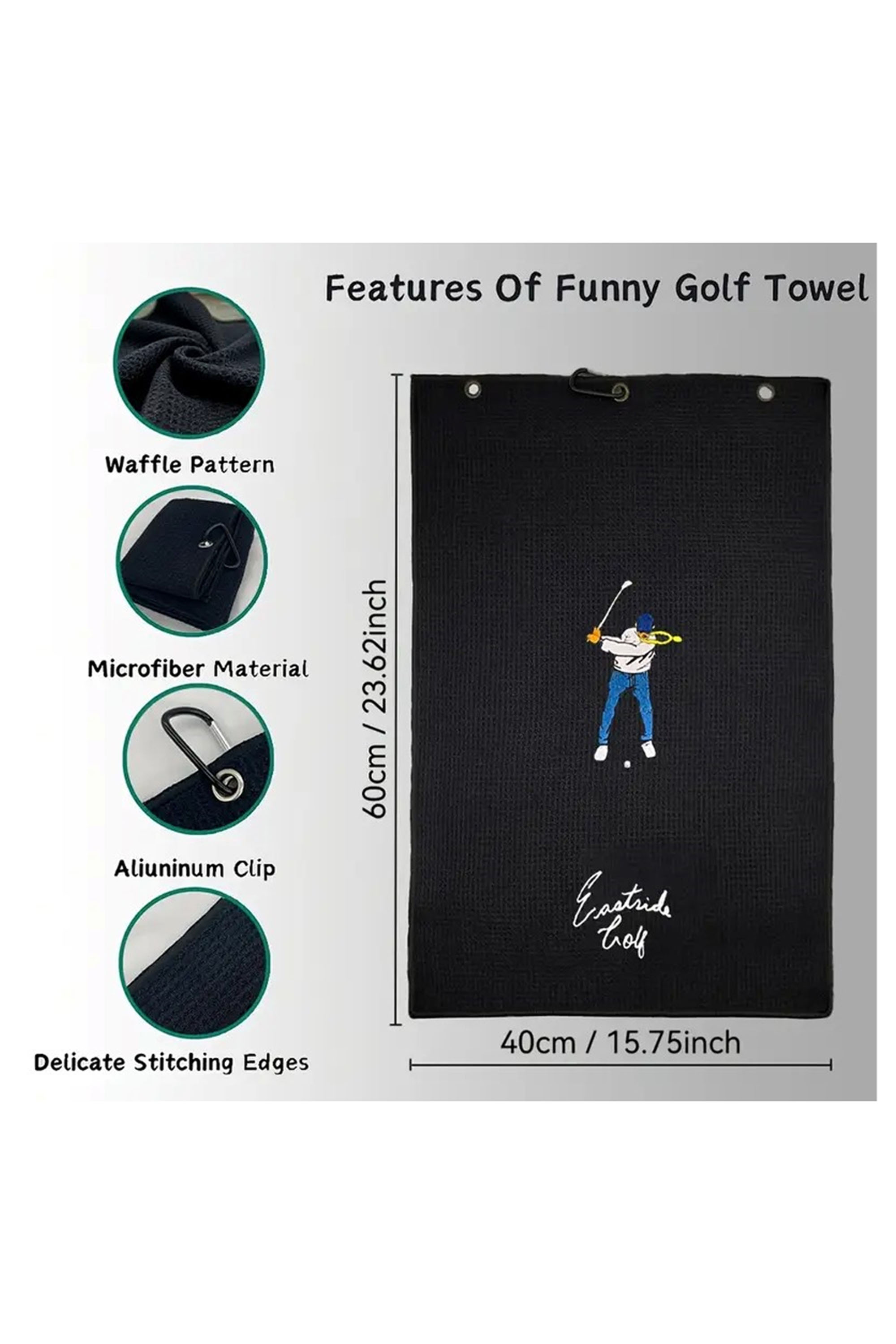 Towel Clean Golf Clubs Ball Soft  Absorbent Embroidered 40*60cm 