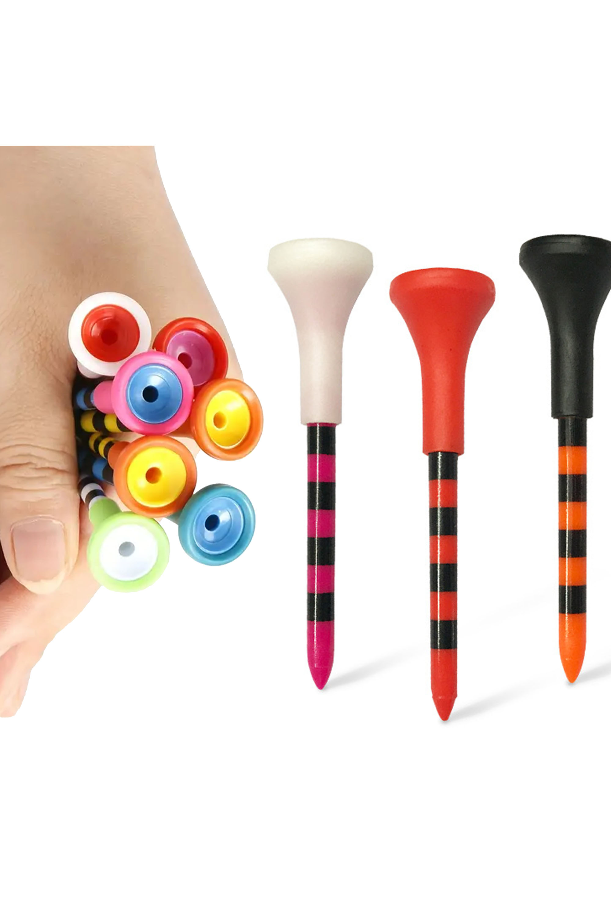 Golf Tee Colored Unbreakable 70/83mm Professional Holder Friction 50x  