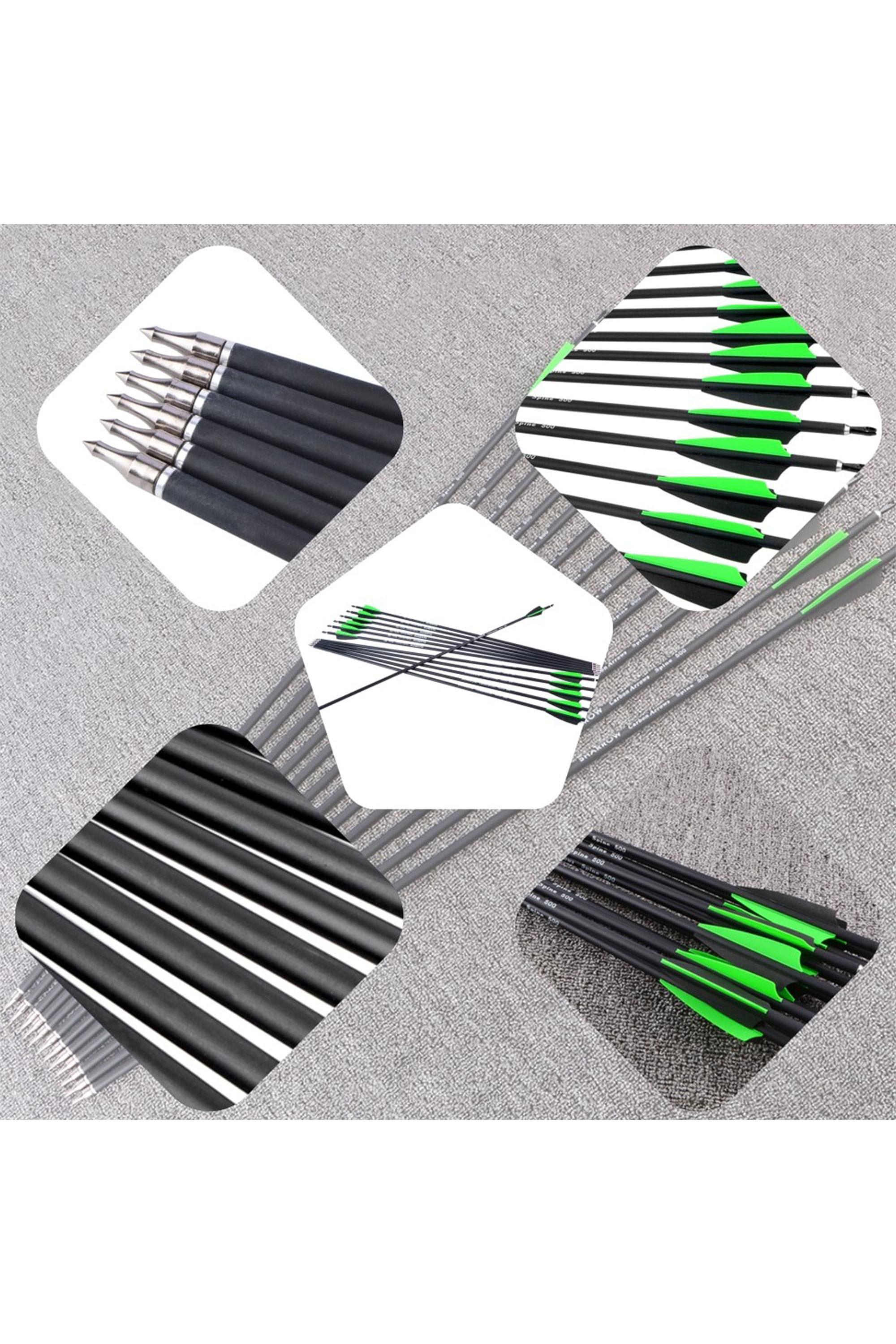 12X 30" Archery Carbon Arrow SP500 Arrowhead Point Tip Shooting Hunting