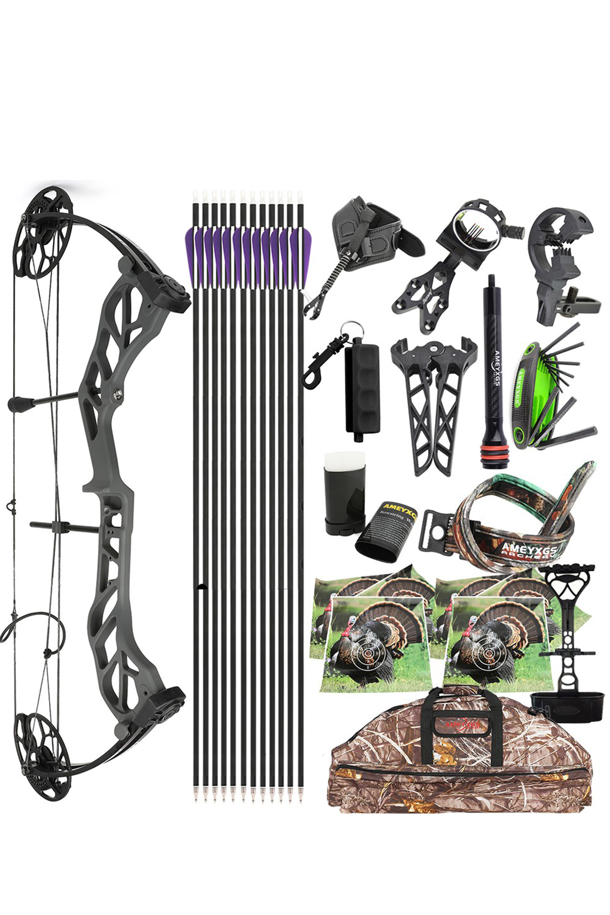 Ameyxgs E8 19-70Lbs Adjustable Compound Bow Set for Hunting