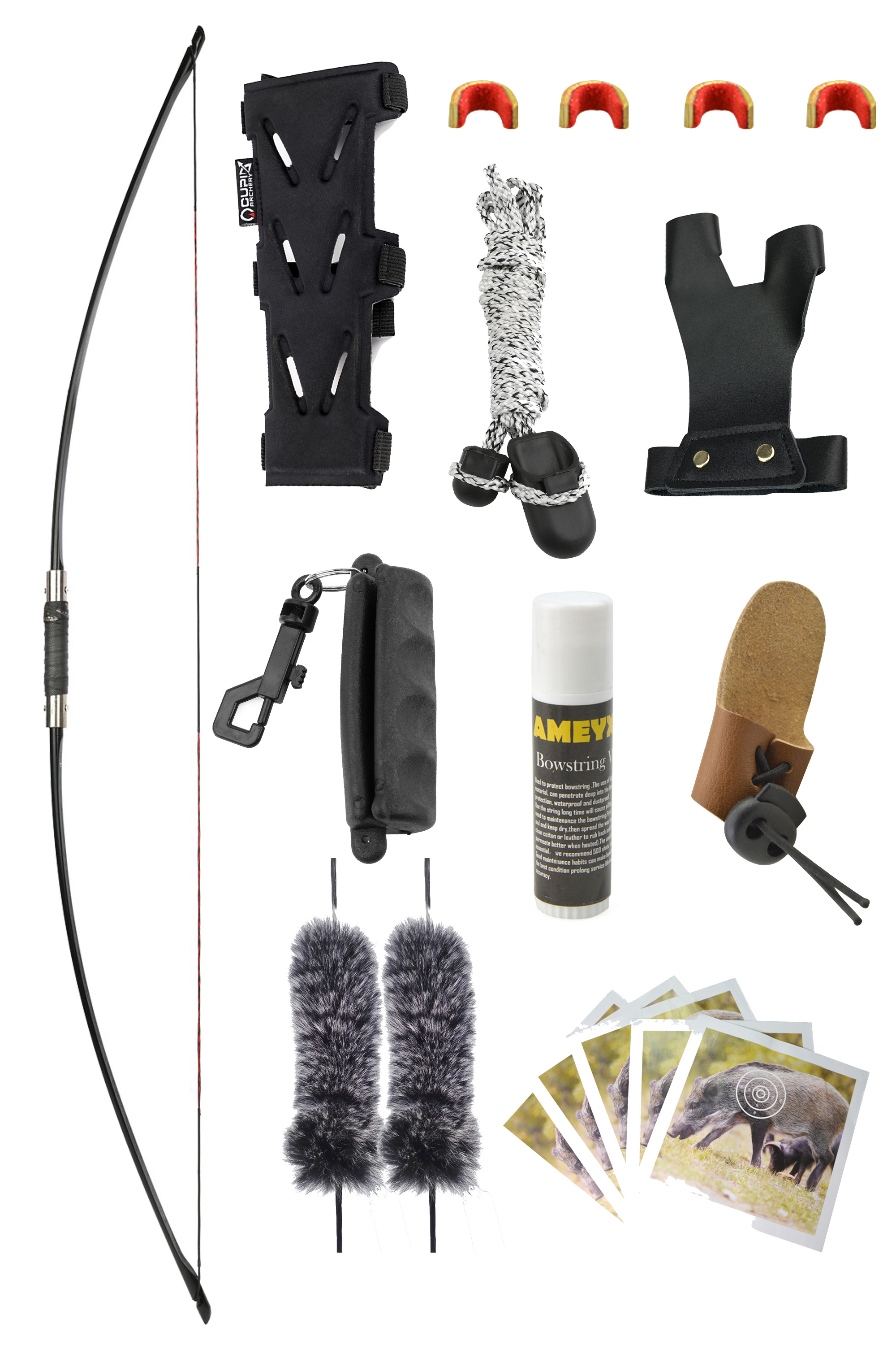 Archery Split Longbow Black 65lb Shooting Target 60lbs