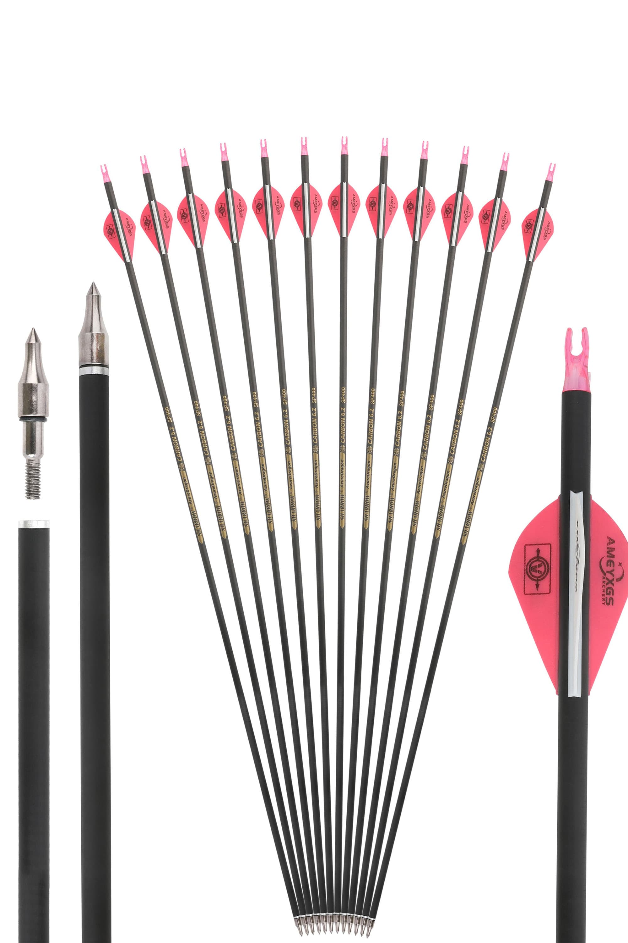 Archery Carbon Arrows SP500 Rubber Feather 30" Target Hunting Outdoor