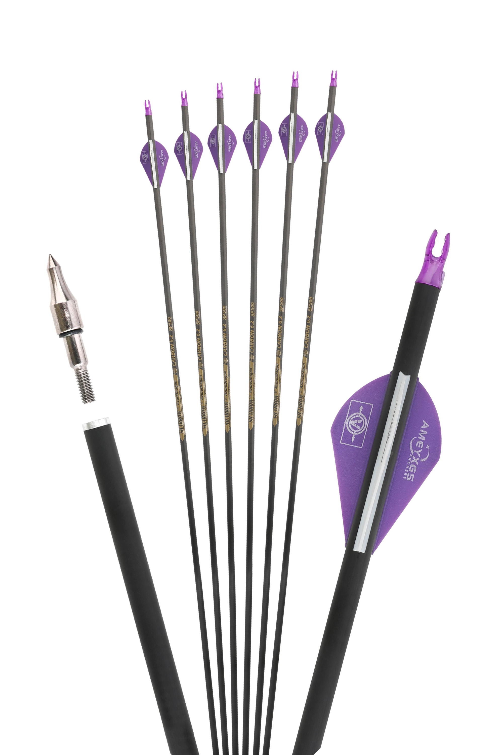 Archery Carbon Arrows SP500 Rubber Feather 30" Target Hunting Outdoor