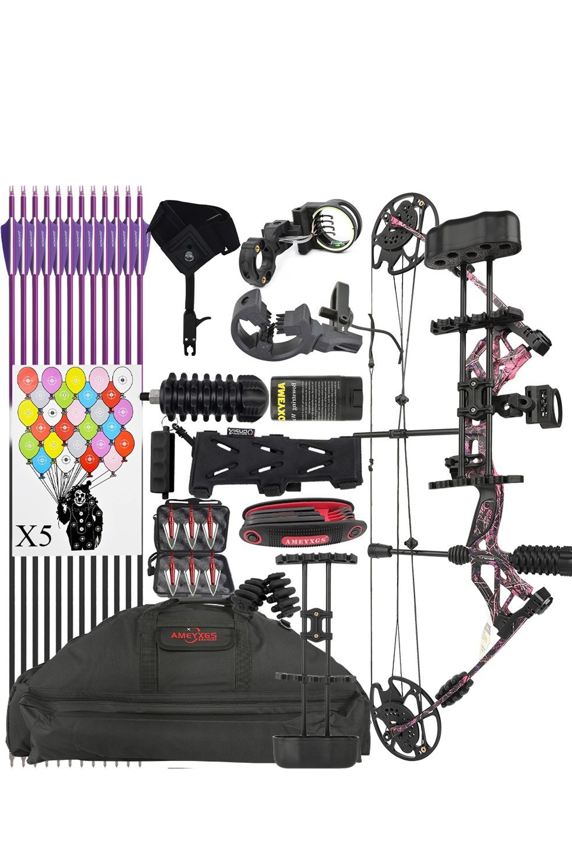 Kaimei Han 30-60Lbs Adjustable Hunting Archery Compound Bow Set